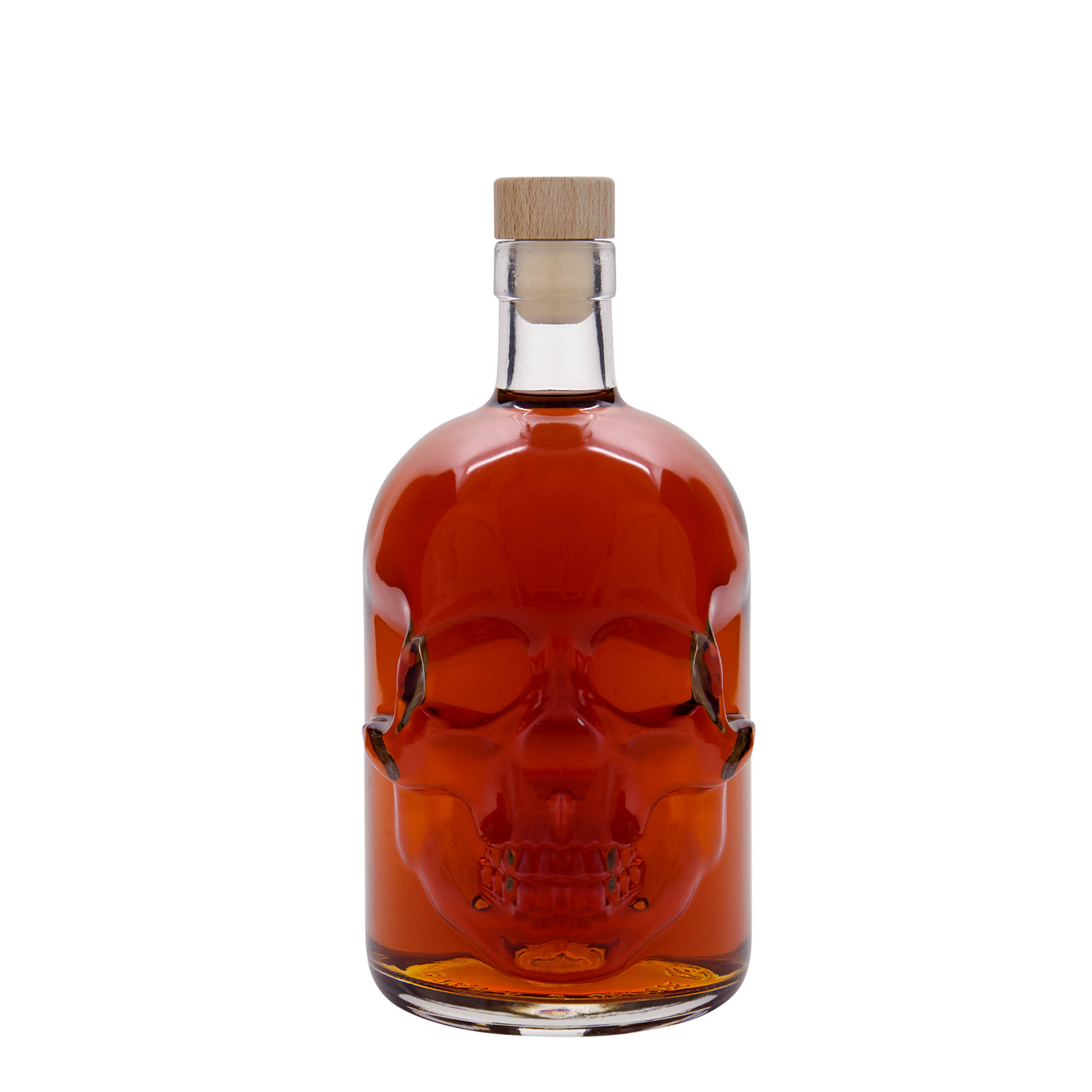 Garrafa de vidro de 700 ml 'Caveira', Boca: Cortiça Garrafa de vidro de 700 ml 'Caveira', Boca: Cortiça