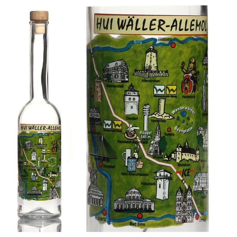 Garrafa de vidro de 500 ml 'Opera', motivo: Westerwald, boca: cortiça Garrafa de vidro de 500 ml 'Opera', motivo: Westerwald, boca: cortiça