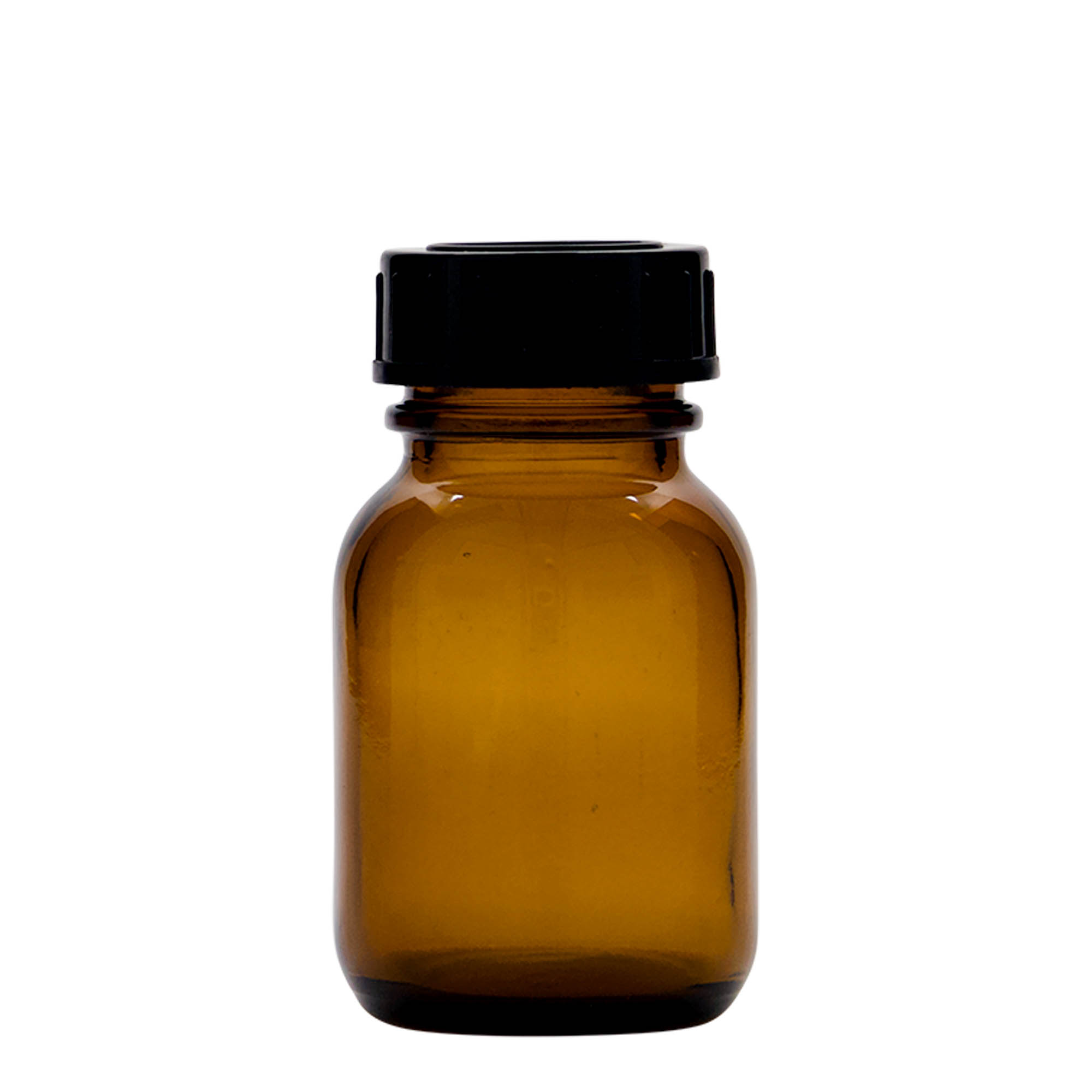 Frasco de gargalo largo de 50 ml, castanho, abertura: DIN 32