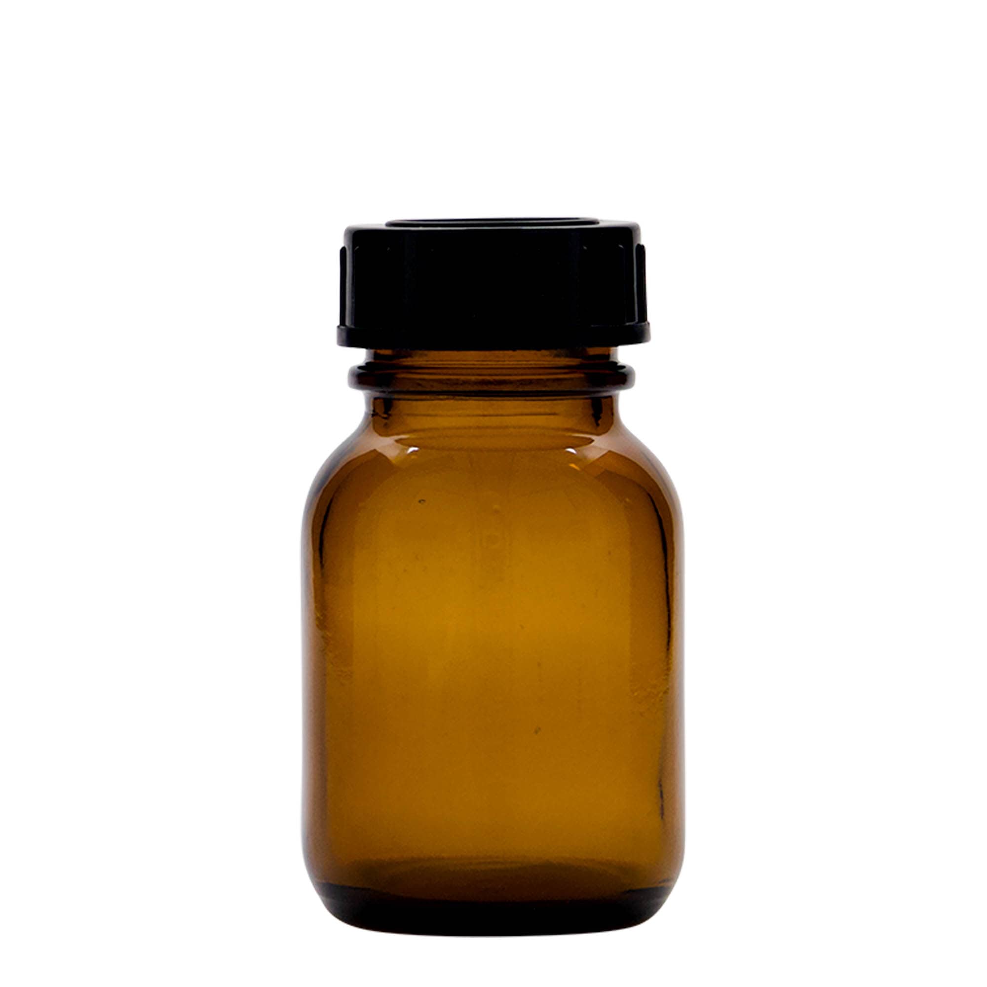 Frasco de gargalo largo de 50 ml, castanho, abertura: DIN 32