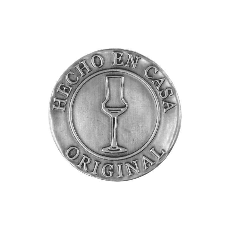 Etiqueta de estanho 'Hecho en casa, redonda, metal, prateado Etiqueta de estanho 'Hecho en casa, redonda, metal, prateado