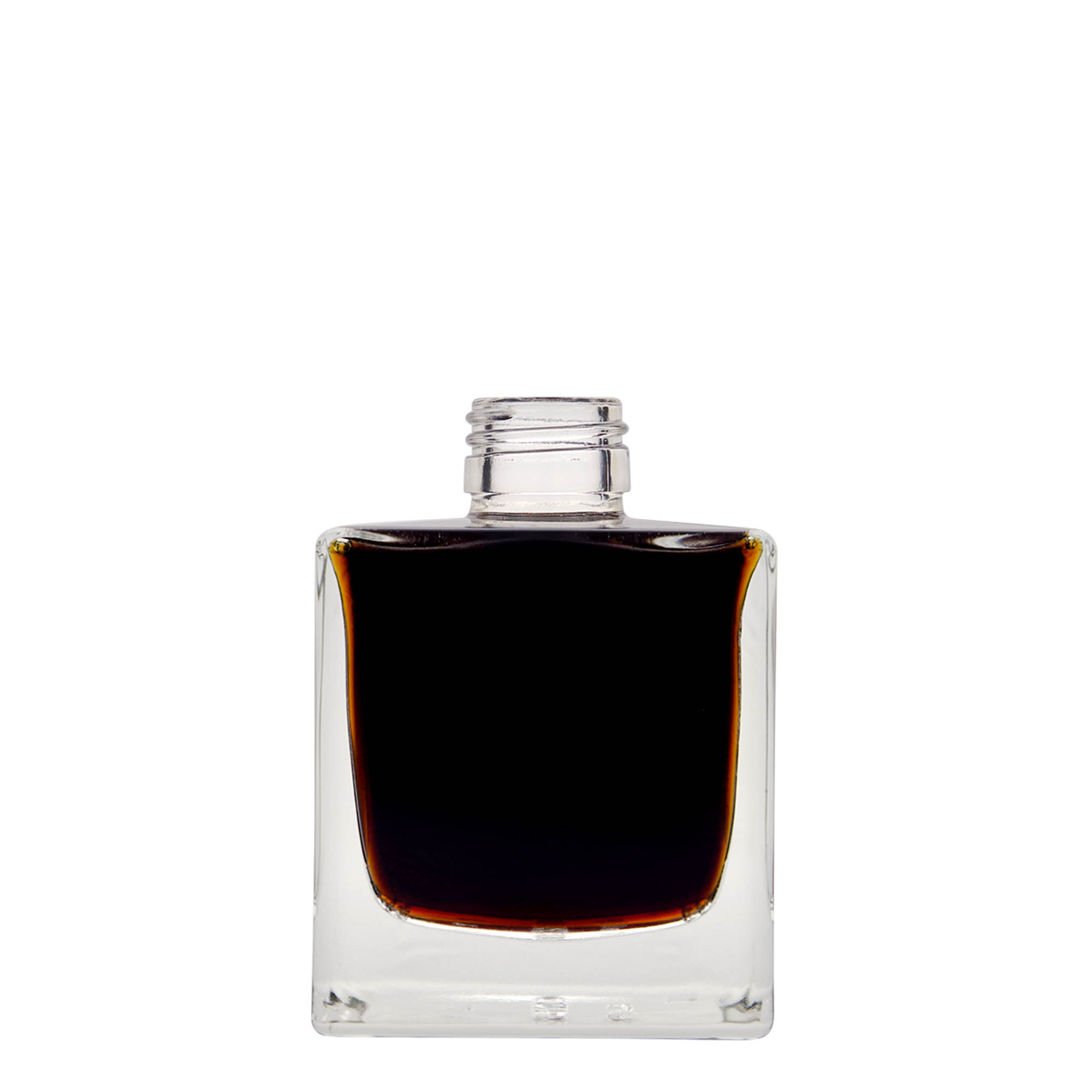 Frasco de vidro de 200 ml 'Cube', quadrado, boca: PP 28
