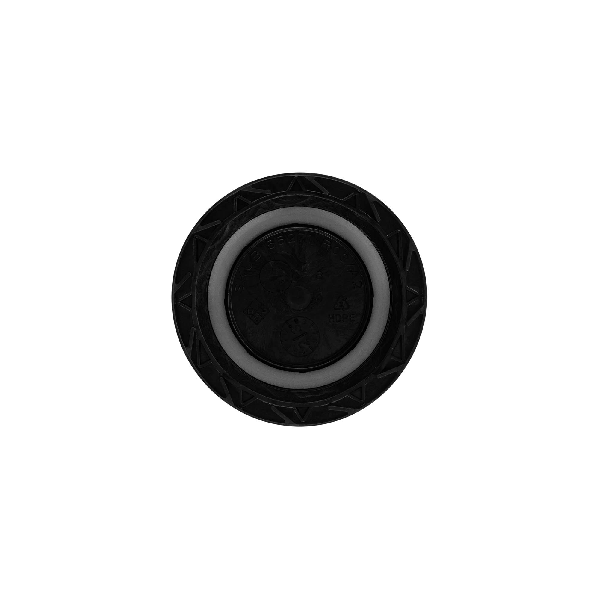 Tampa de rosca, plástico PP, preta, para boca: ND55 Tampa de rosca, plástico PP, preta, para boca: ND55