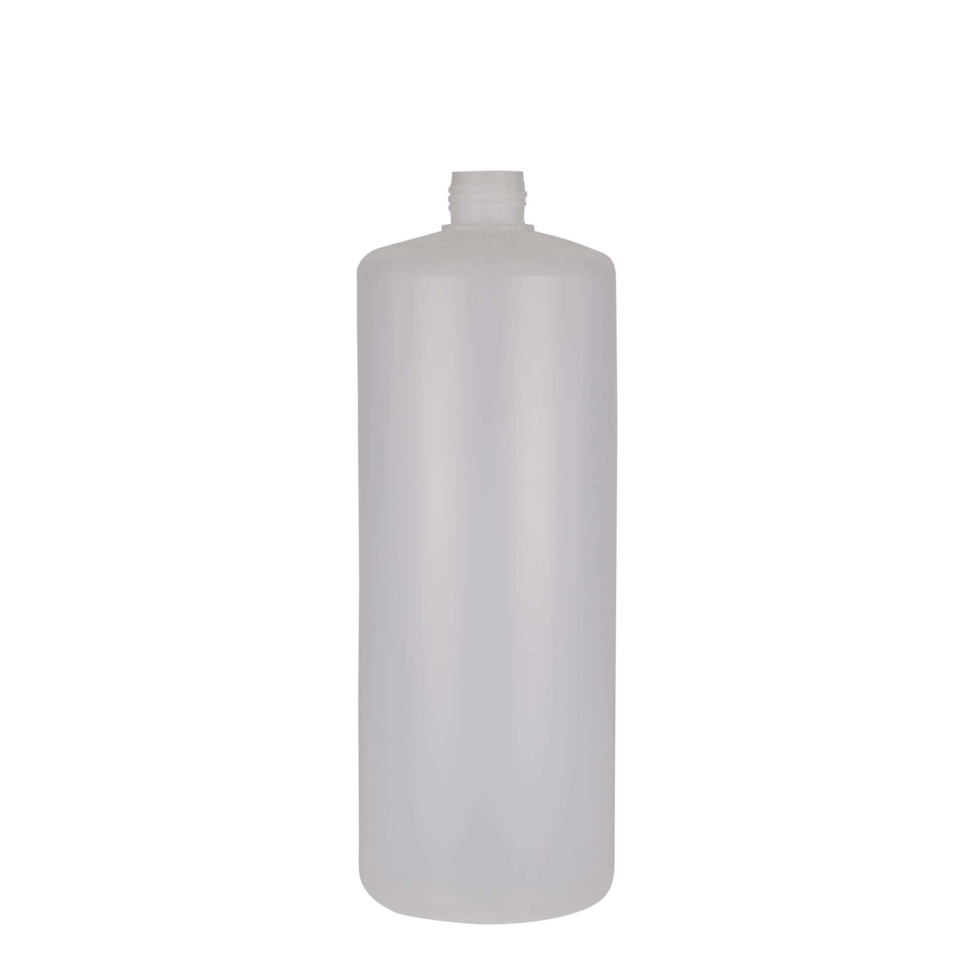 1000 ml Garrafa redonda, plástico PE, transparente, boca: Tampa de rosca 1000 ml Garrafa redonda, plástico PE, transparente, boca: Tampa de rosca