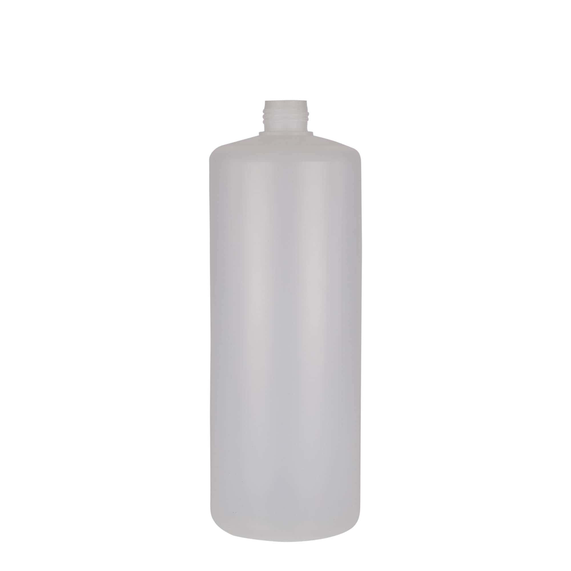 1.000 ml garrafa redonda, plástico PE, natural, boca: tampa de rosca