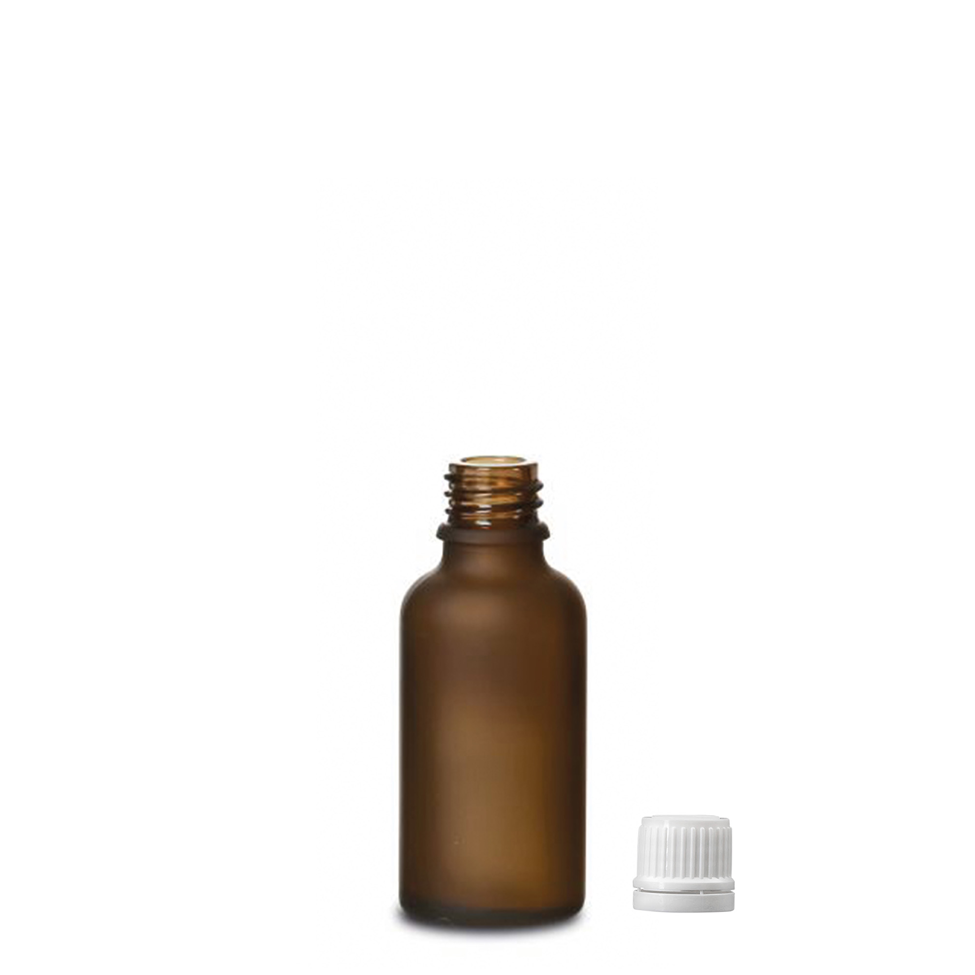 Frasco médico de 30 ml, vidro, castanho fosco, boca: DIN 18
