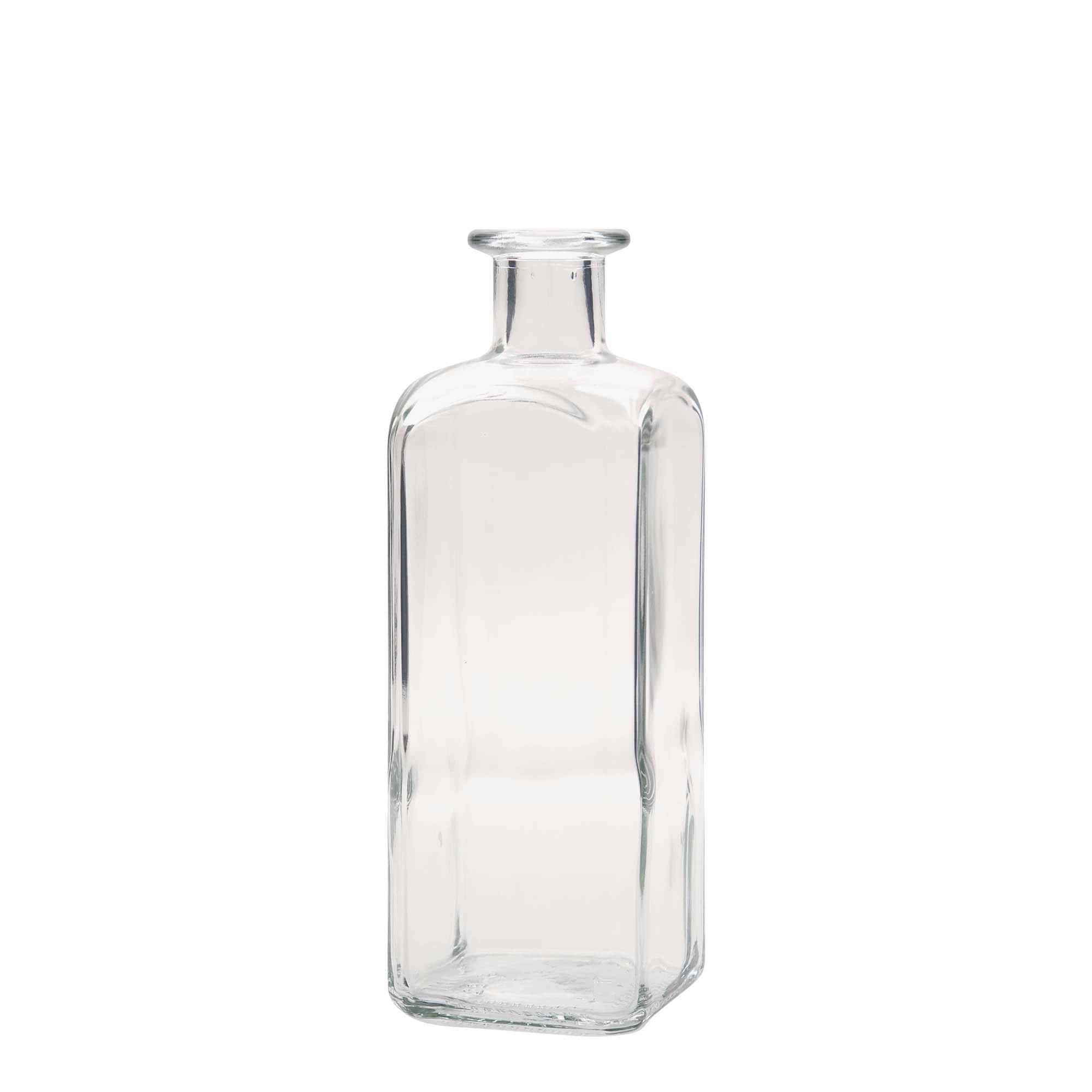 Garrafa de vidro de 500 ml Apotheker Carré, quadrada, boca: cortiça Garrafa de vidro de 500 ml Apotheker Carré, quadrada, boca: cortiça