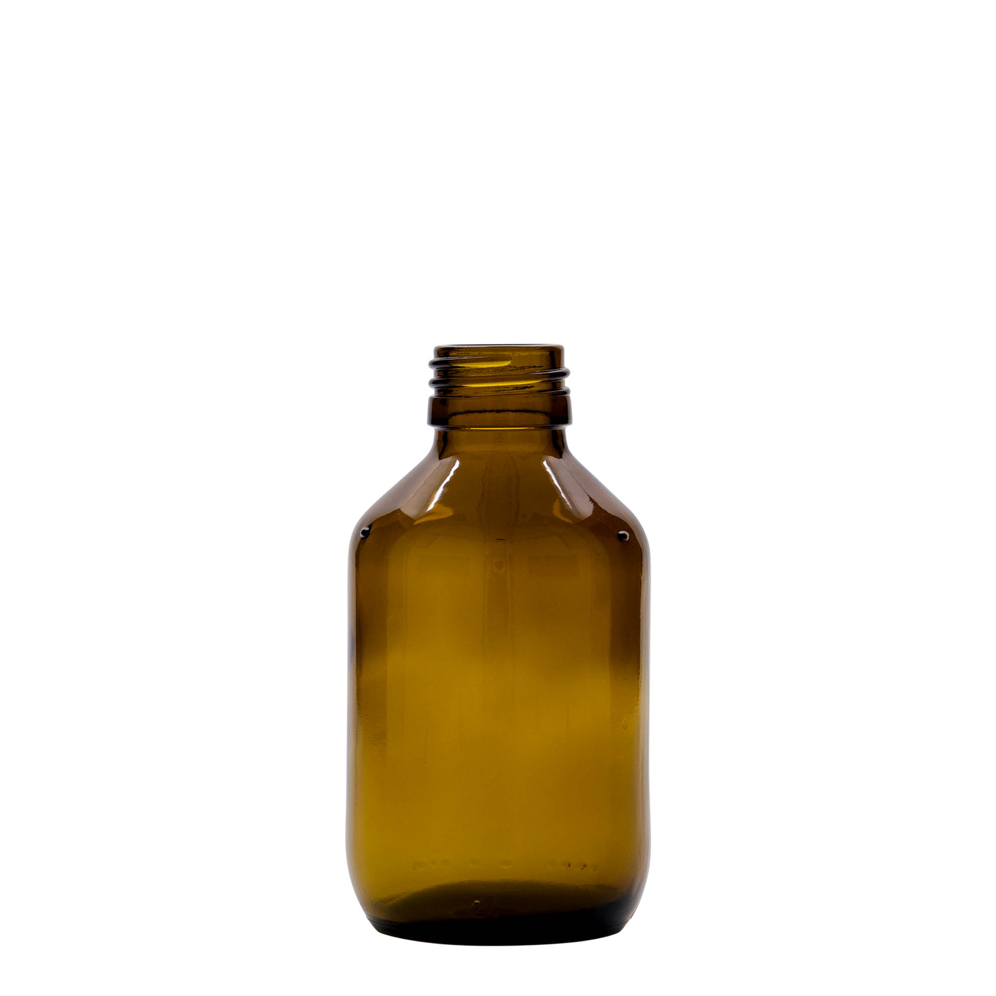 Frasco medicinal de 150 ml, castanho, vidro, boca: PP 28 Frasco medicinal de 150 ml, castanho, vidro, boca: PP 28