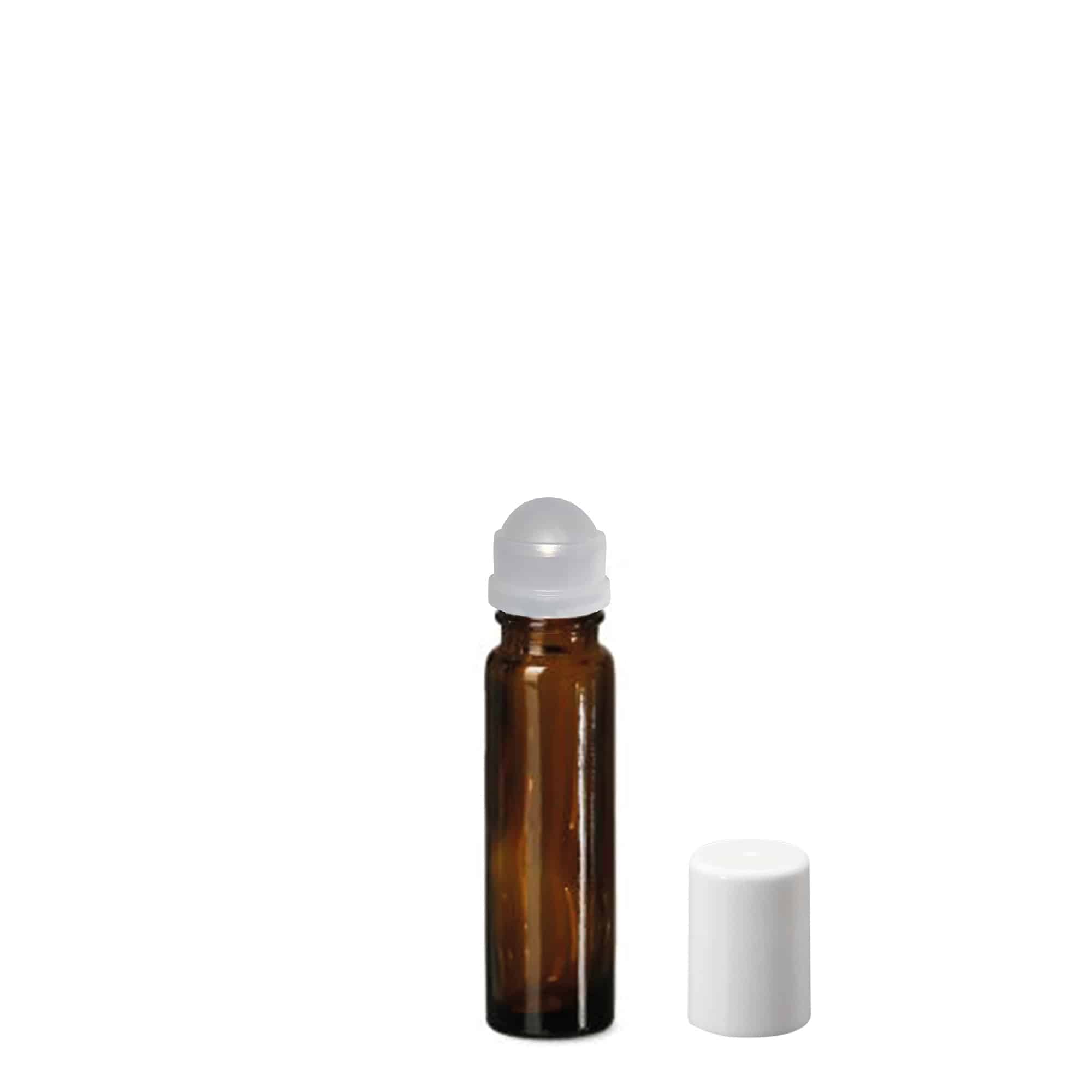 Frasco roll-on de 10 ml, vidro, castanho, boca: tampa de rosca Frasco roll-on de 10 ml, vidro, castanho, boca: tampa de rosca