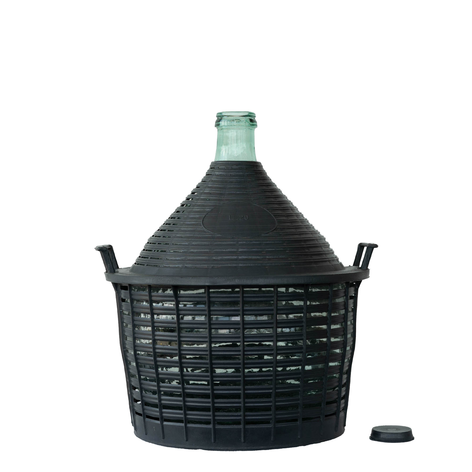 Botija de 20 l, pescoço estreito, vidro, boca: tampa de encaixe Botija de 20 l, pescoço estreito, vidro, boca: tampa de encaixe