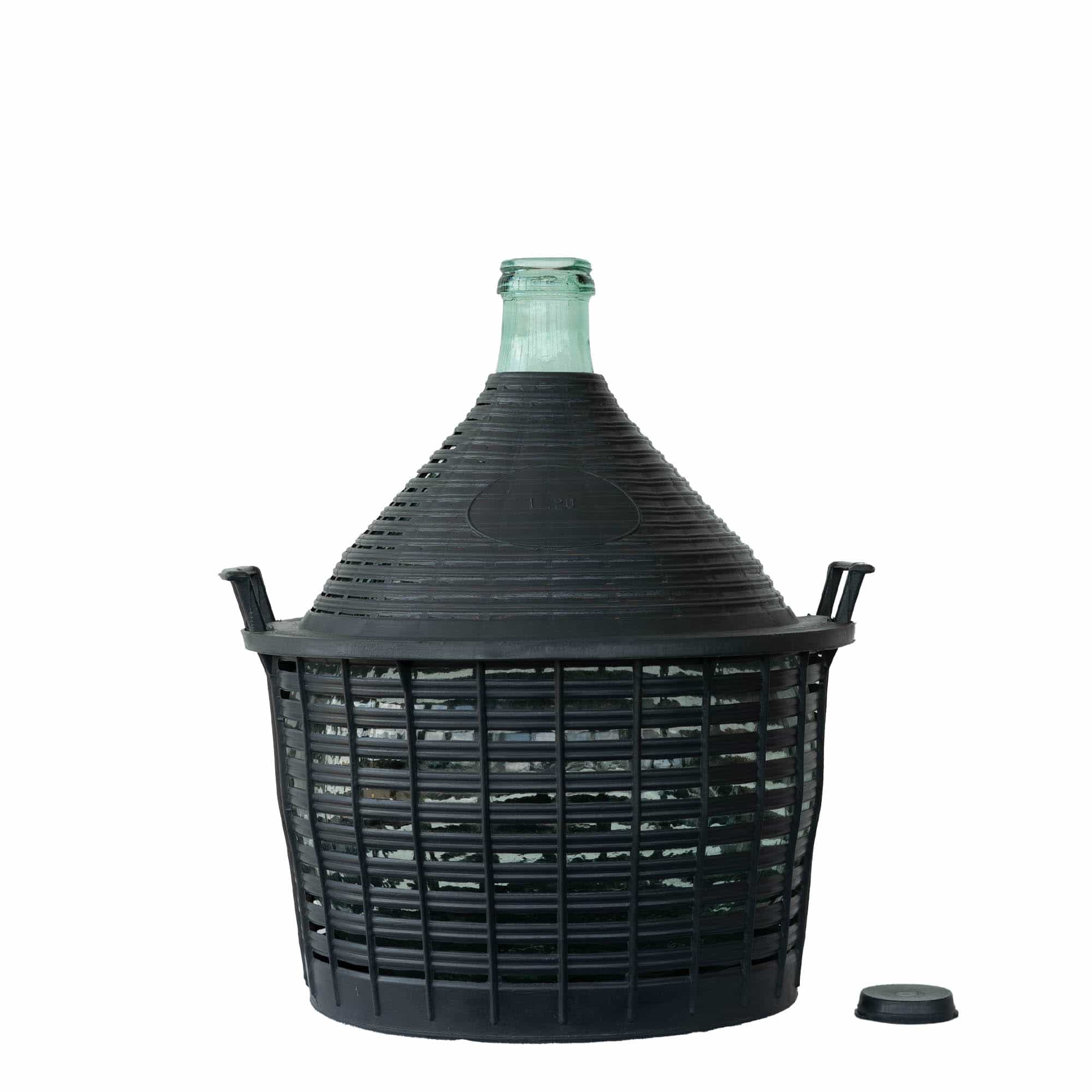 Botija de 20 l, pescoço estreito, vidro, boca: tampa de encaixe