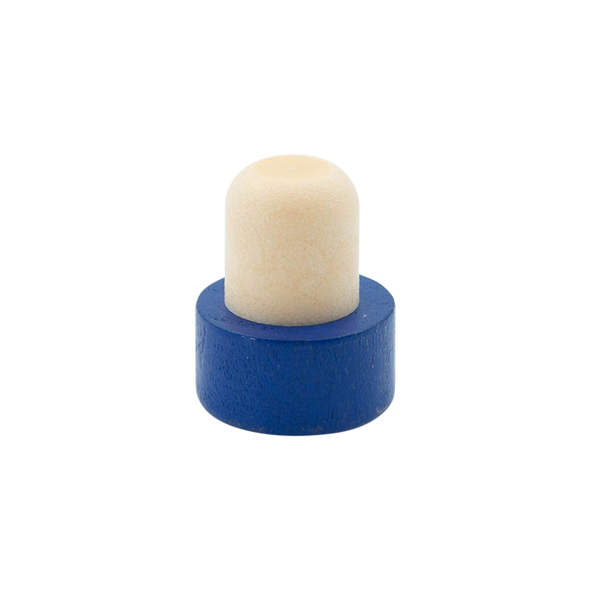 Rolha de pega 19 mm, madeira/plástico, azul, para bocal: cortiça Rolha de pega 19 mm, madeira/plástico, azul, para bocal: cortiça