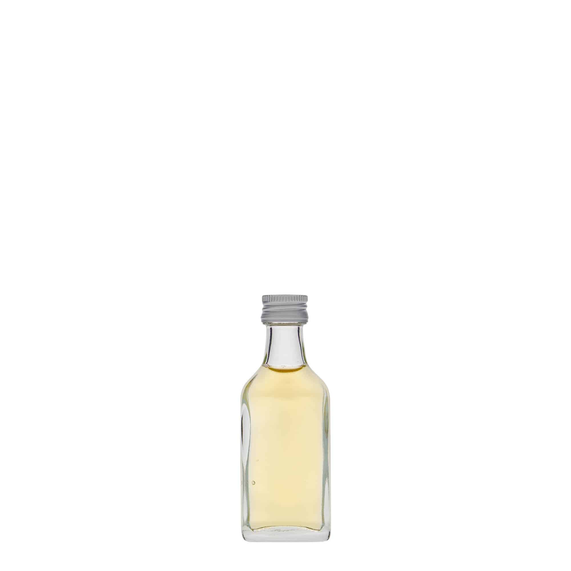 Frasco de bolso de 20 ml, retangular, vidro, boca: PP 18