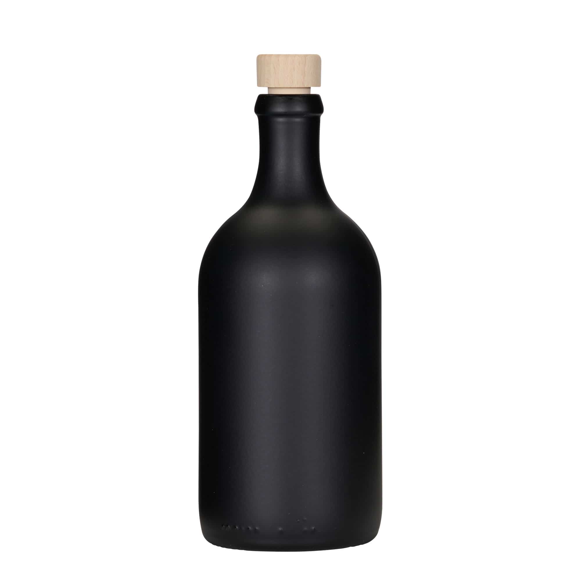 500 ml Garrafa de vidro 'Ginevra Leggera', preto, boca: Cortiça