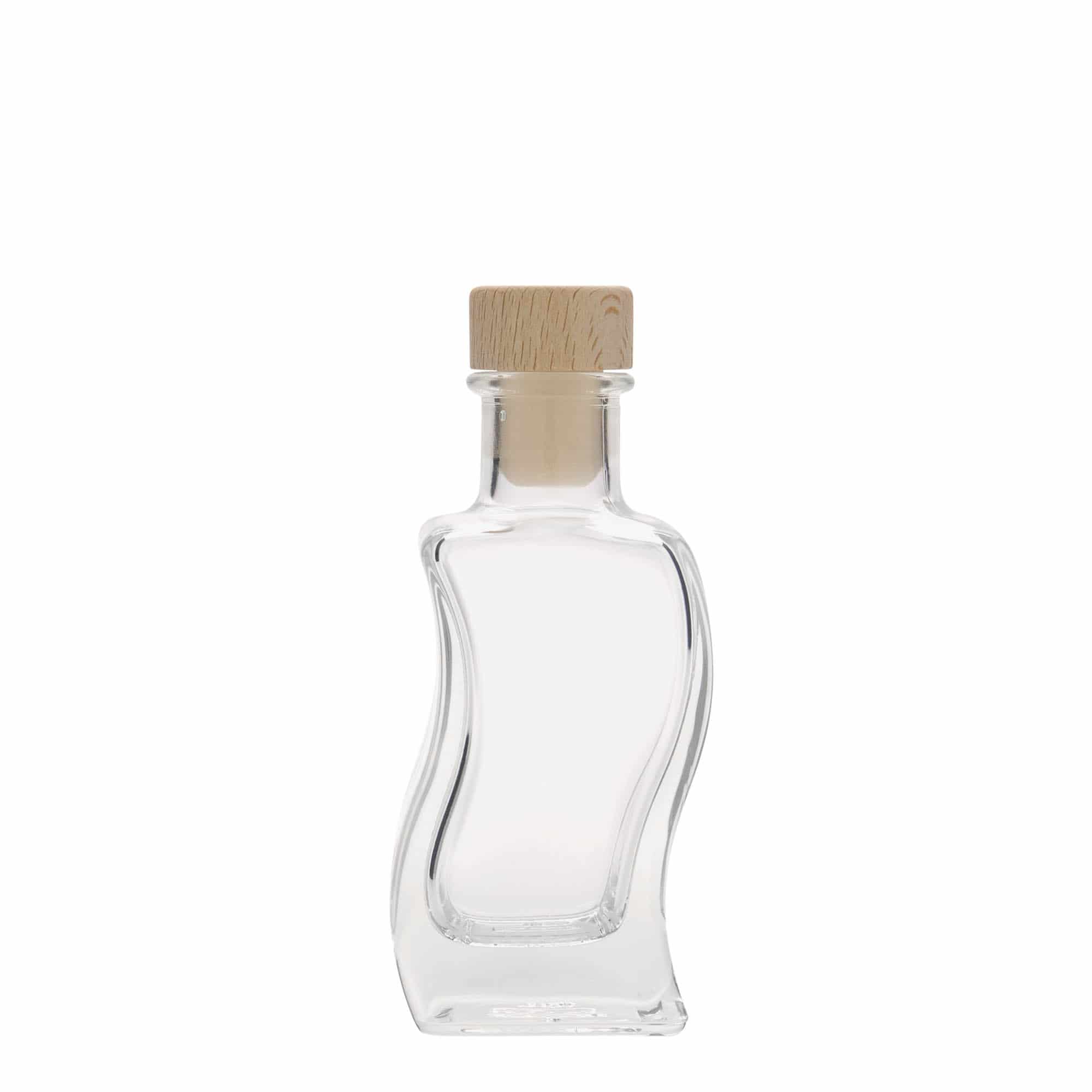 Frasco de vidro 100 ml 'Onda', quadrado, boca: cortiça