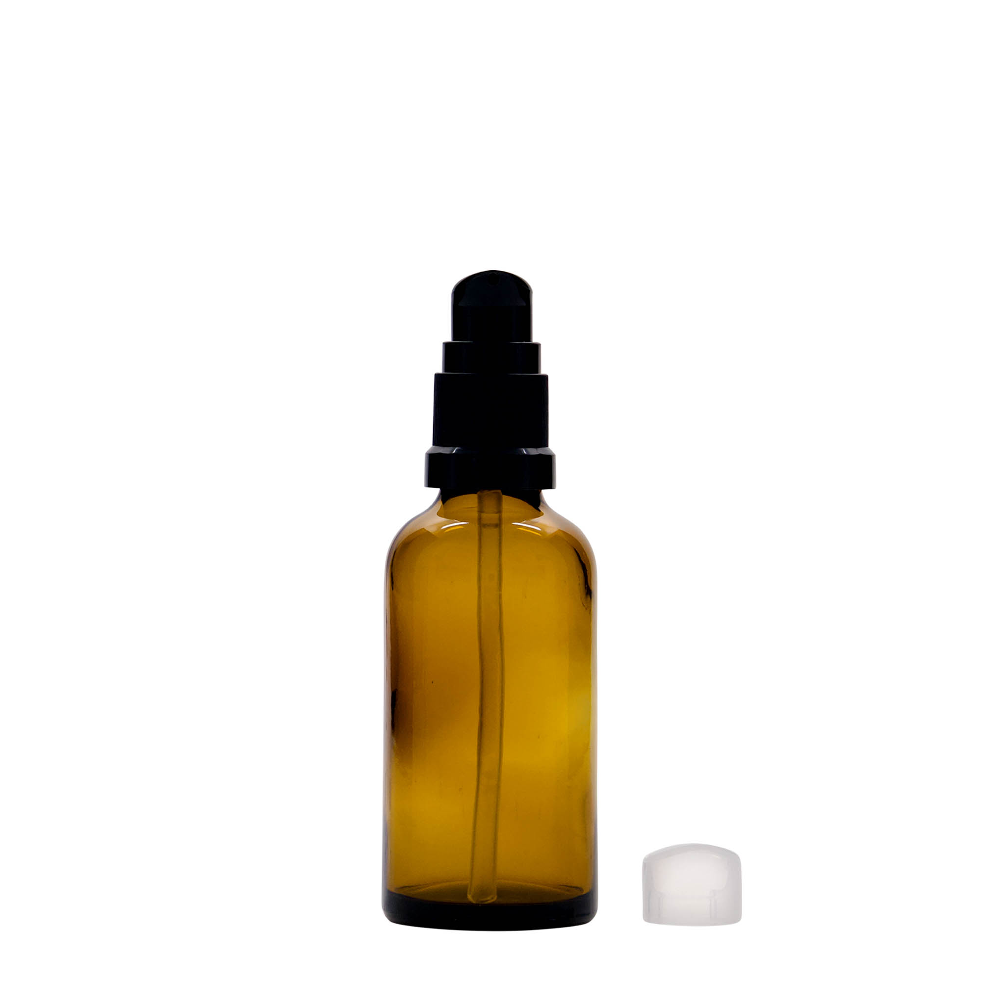 Frasco médico de 50 ml com bomba de loção, vidro, castanho, boca: DIN 18