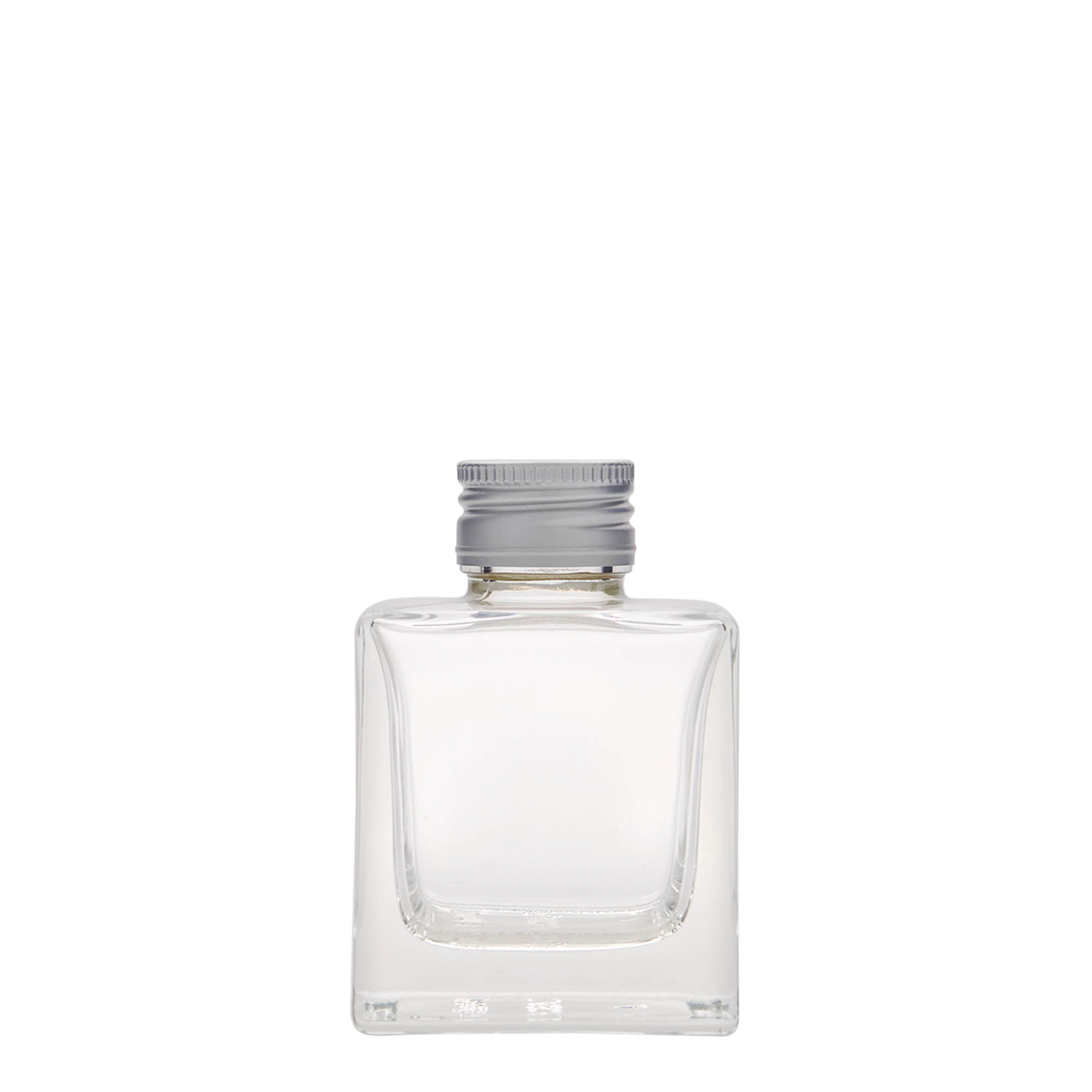 Frasco de vidro de 100 ml 'Cube', quadrado, boca: PP 28