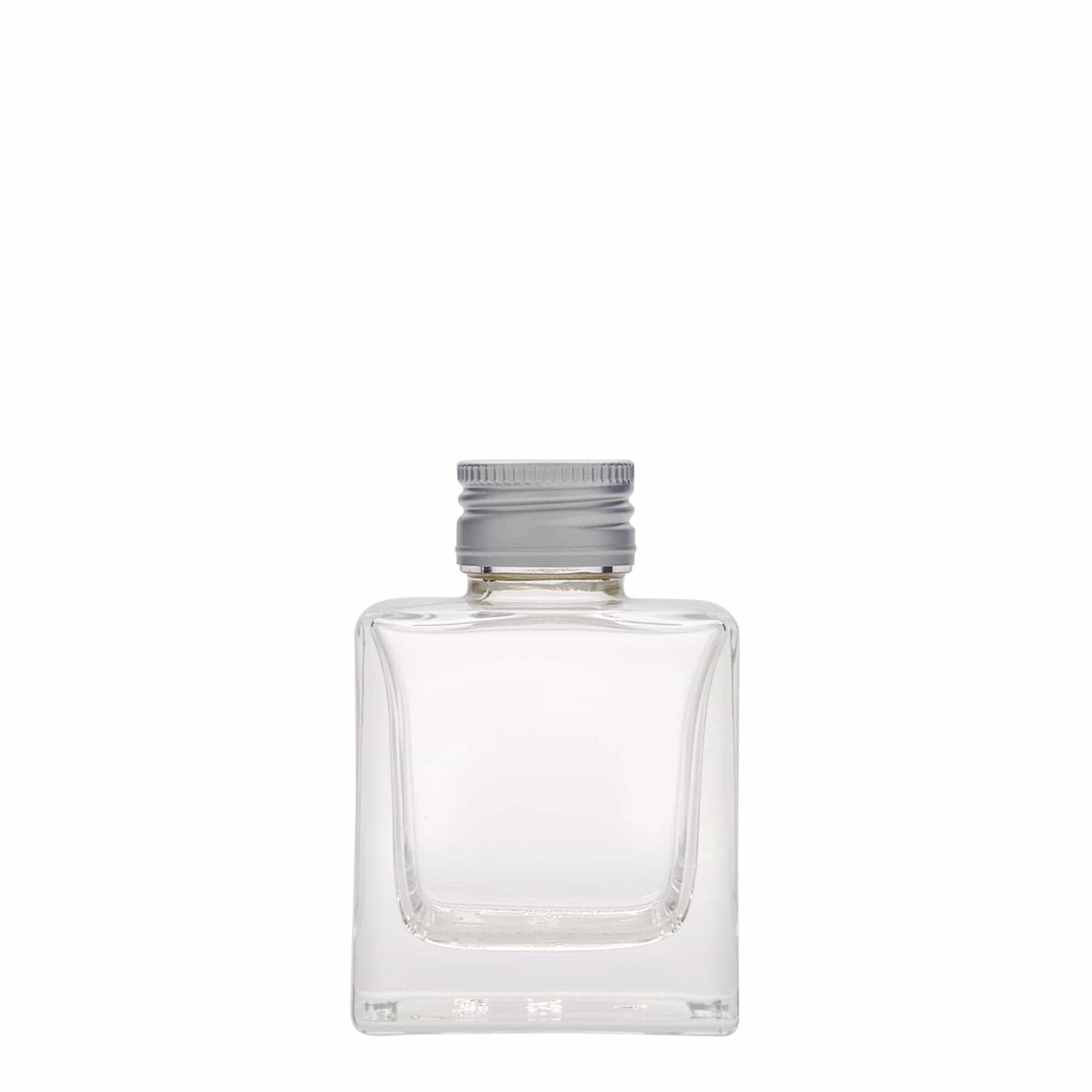 Frasco de vidro de 100 ml 'Cube', quadrado, boca: PP 28