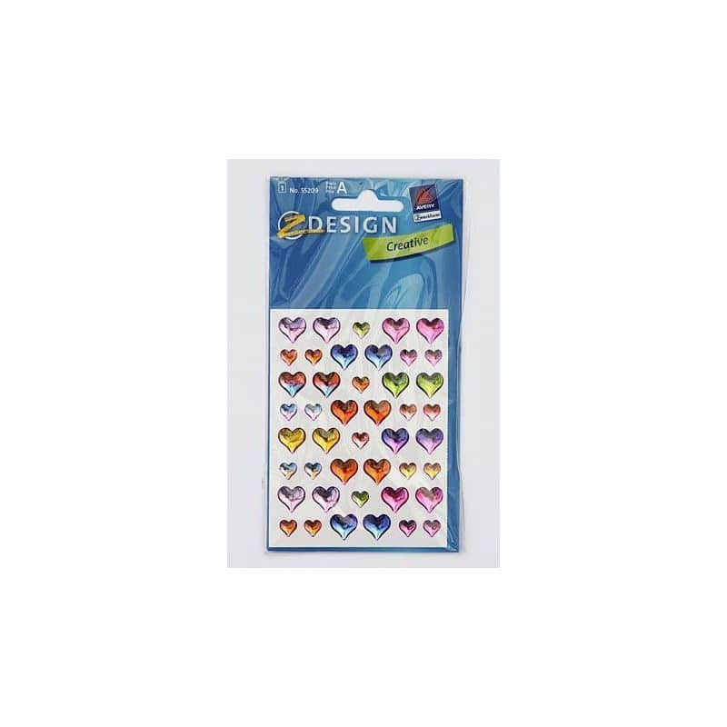 Autocolantes com formas 'Corações gel', plástico, várias cores Autocolantes com formas 'Corações gel', plástico, várias cores