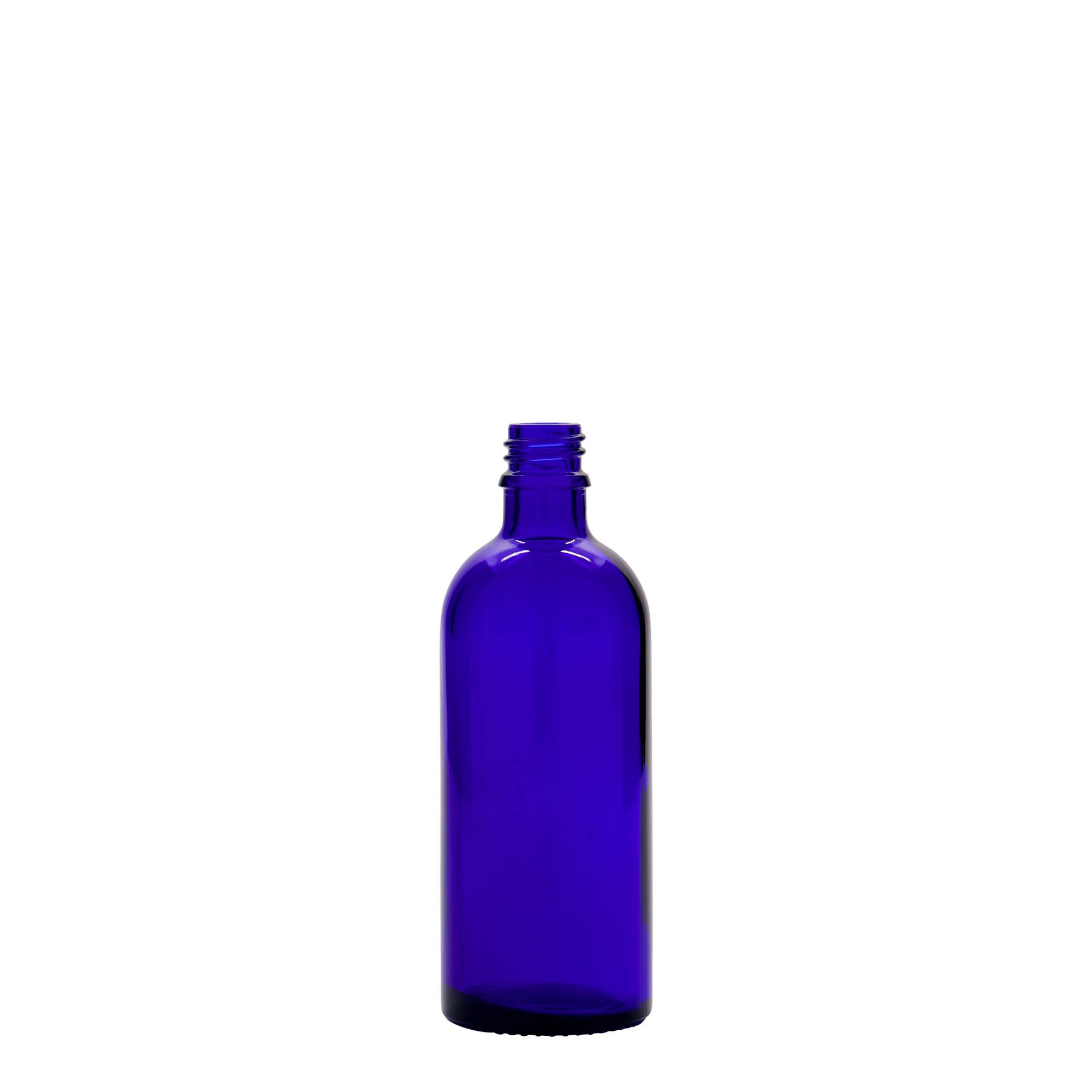 Frasco medicinal de vidro 100 ml, azul royal, boca: DIN 18 Frasco medicinal de vidro 100 ml, azul royal, boca: DIN 18
