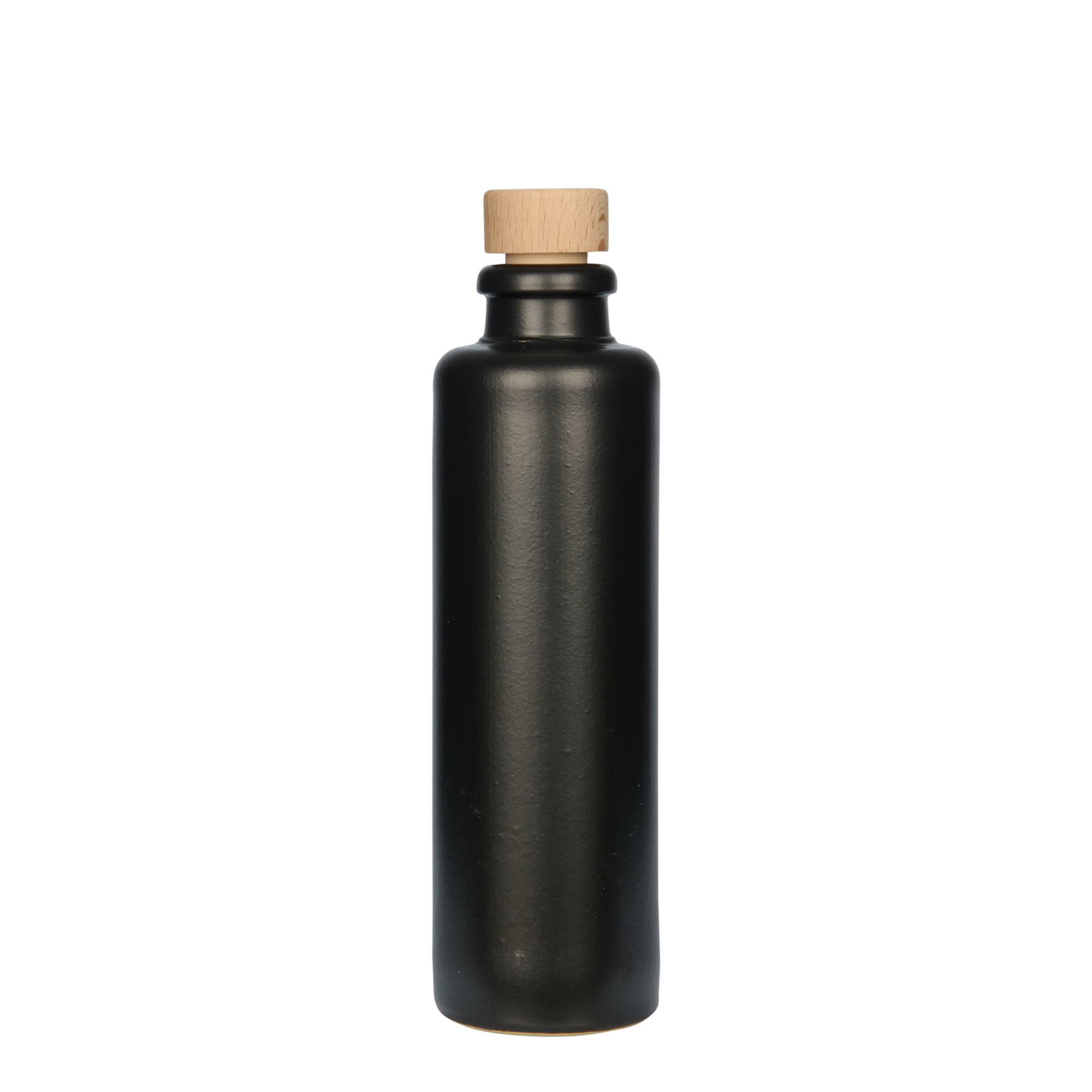 Jarro de barro 200 ml, faiança, preto, abertura: cortiça