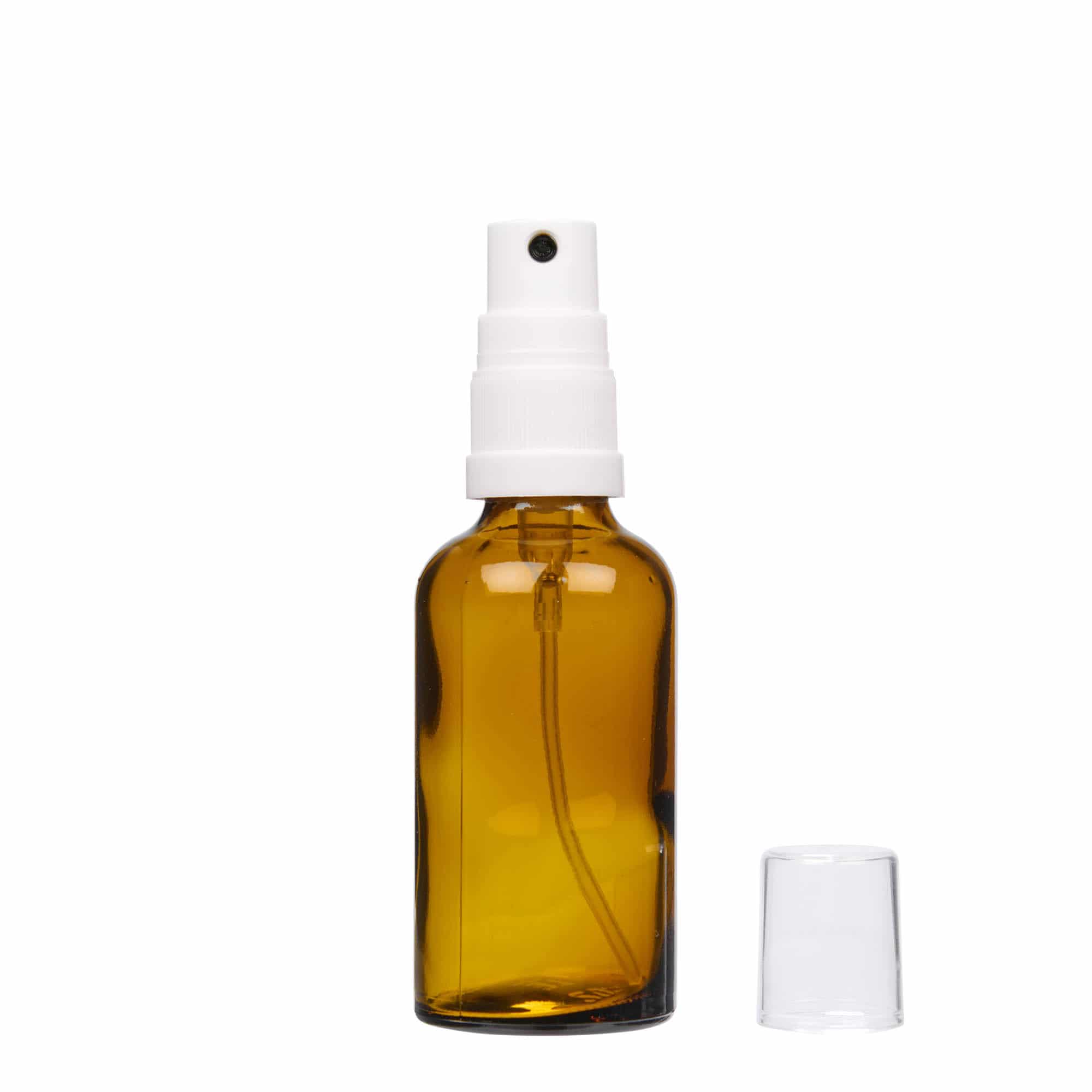 Frasco de spray de 50 ml para medicamentos, vidro, castanho, bocal: DIN 18