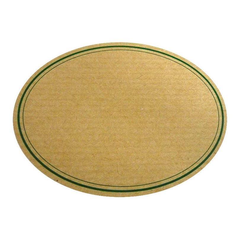 Etiqueta natural, oval, papel, verde-castanho