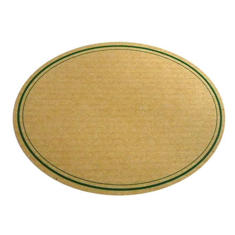 Etiqueta natural, oval, papel, verde-castanho Etiqueta natural, oval, papel, verde-castanho