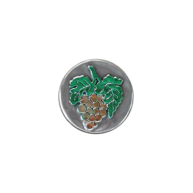 Etiqueta de estanho 'Uva', redonda, metal, prateado Etiqueta de estanho 'Uva', redonda, metal, prateado