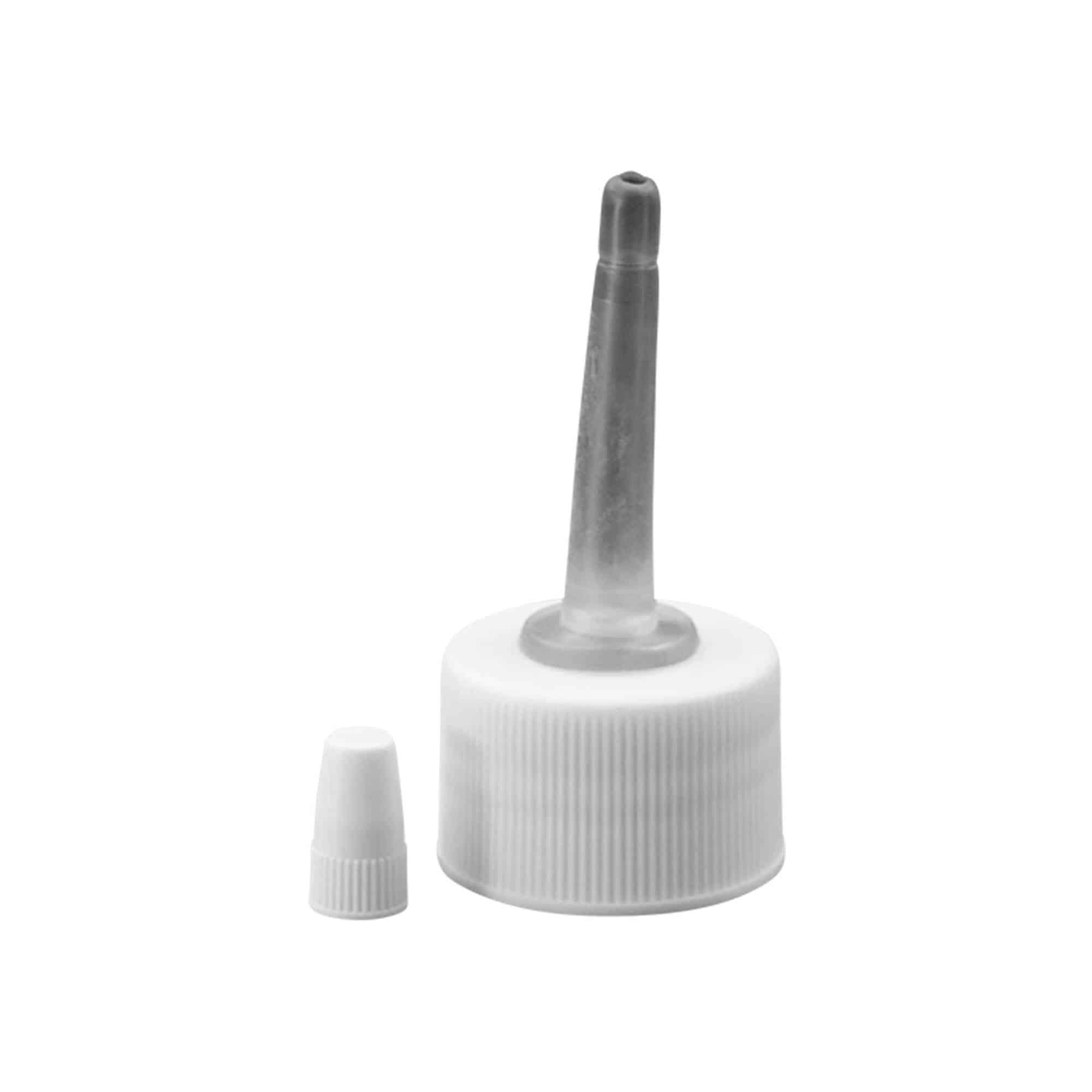 Tampa de rosca com aplicador, plástico PP, branco, para bocal: 24/410