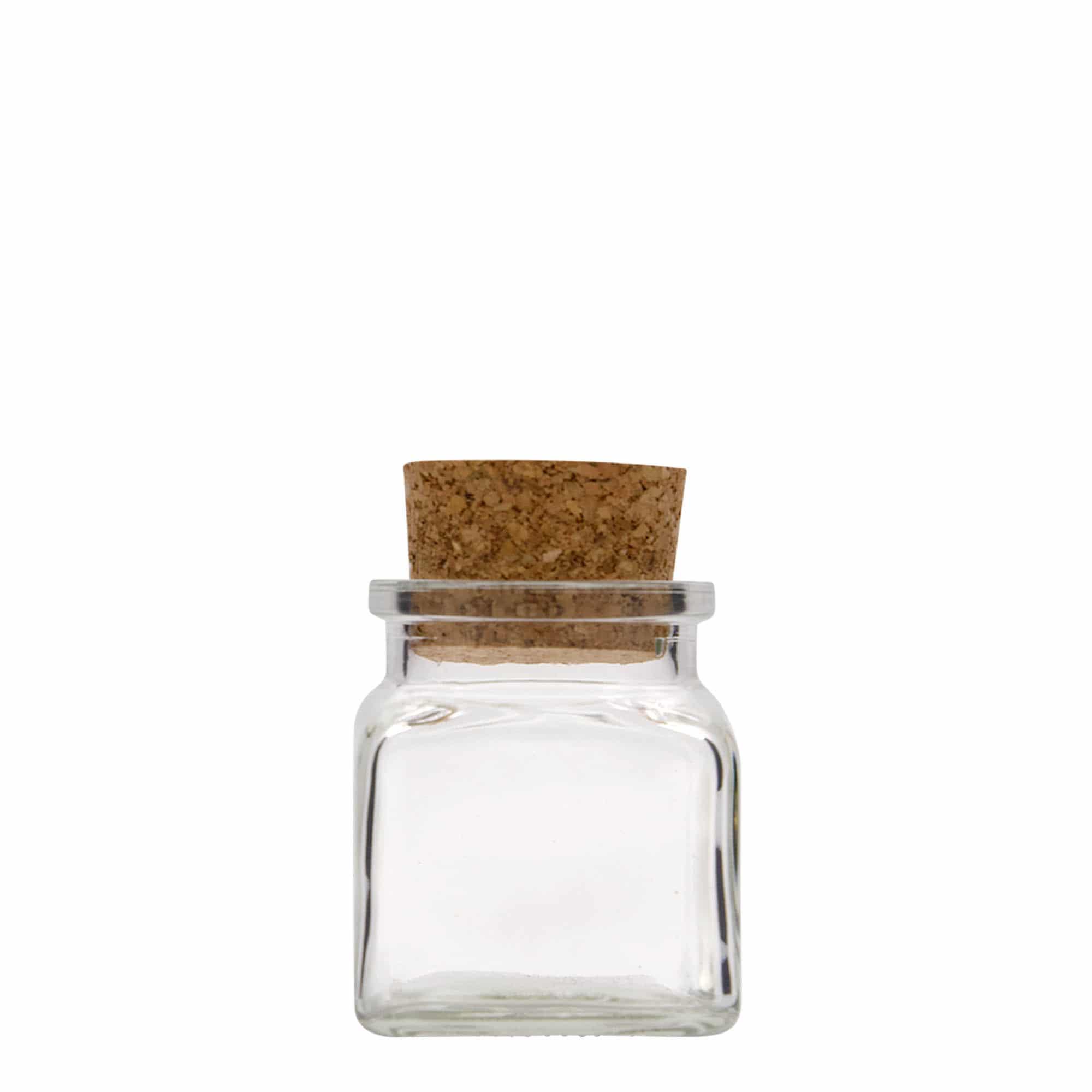 120 ml frasco de vidro com rolha, quadrado, boca: rolha