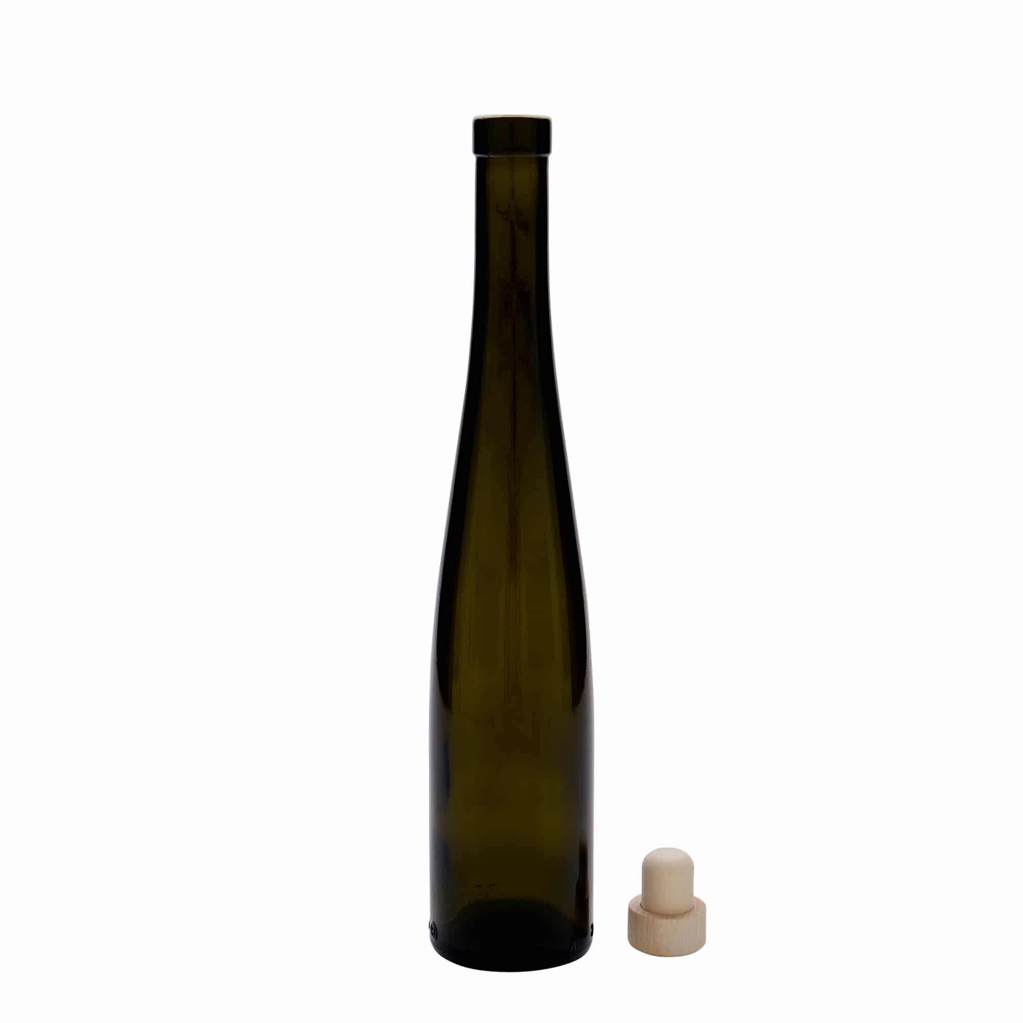 Garrafa de vidro de 375 ml 'Weinschlegel', verde antigo, boca: cortiça