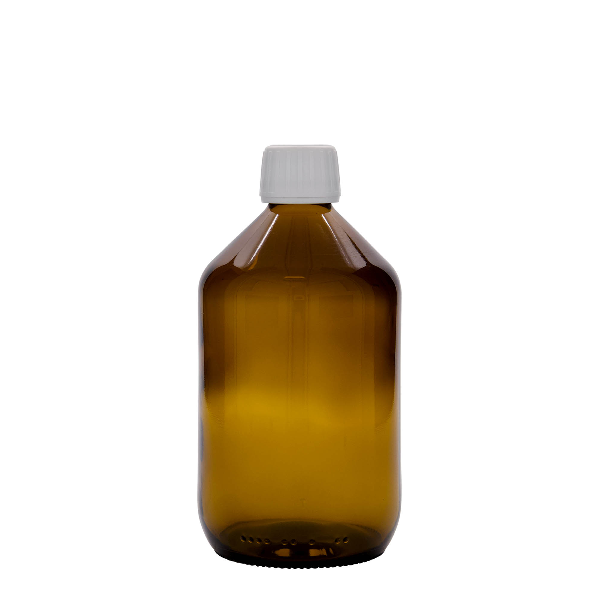 Frasco de medicamento de 500 ml, castanho, vidro, boca: PP 28