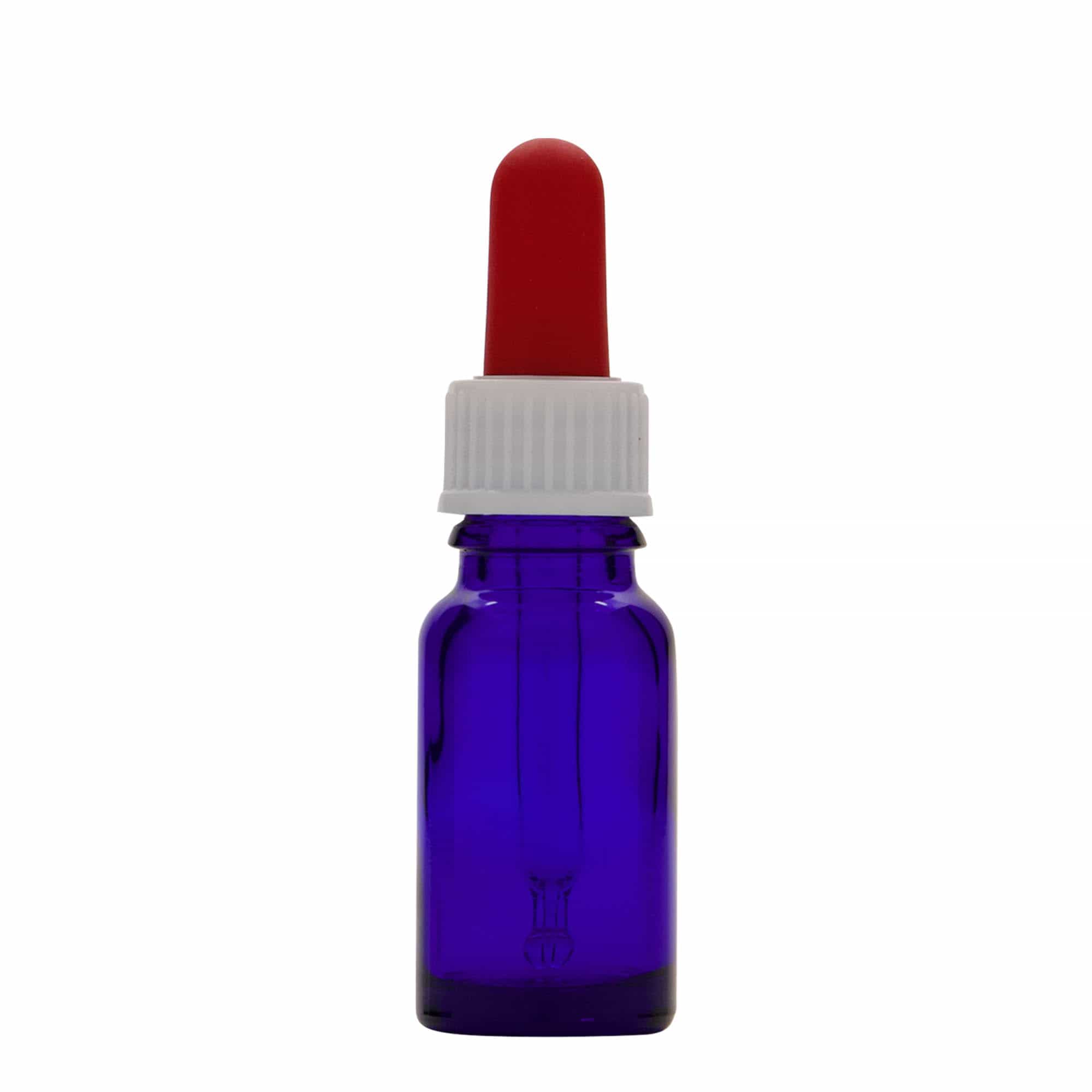 Frasco conta-gotas de 10 ml para medicamentos, vidro, azul royal-vermelho, bocal: DIN 18
