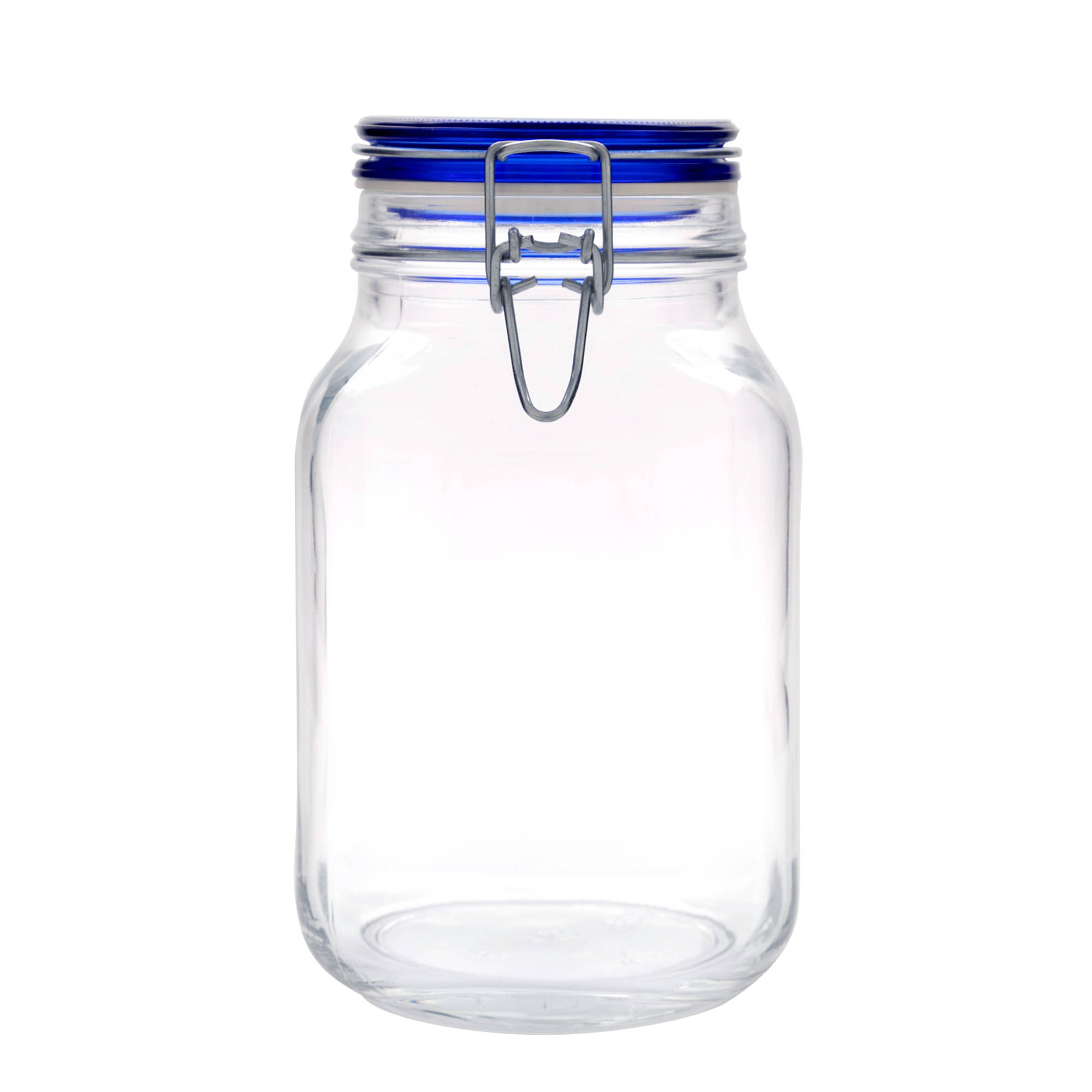 2.000 ml Frasco com fecho de mola 'Fido' Tampa Azul, quadrado, Boca: fecho de mola