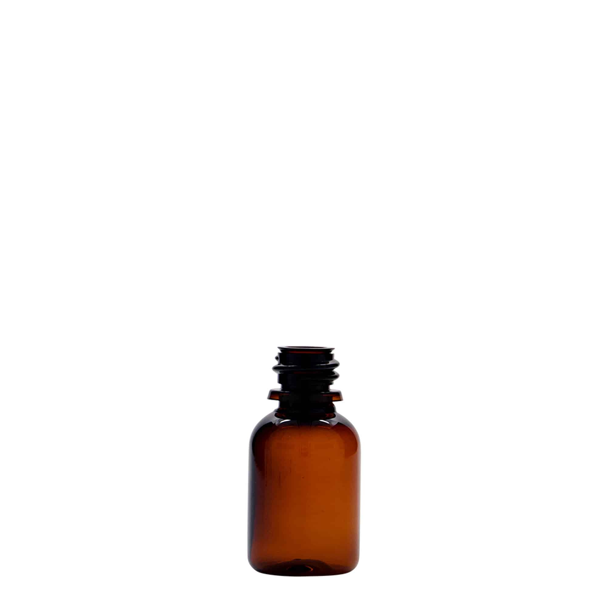 Frasco de medicamento PET de 20 ml 'Easy Living', castanho, plástico, boca: DIN 18