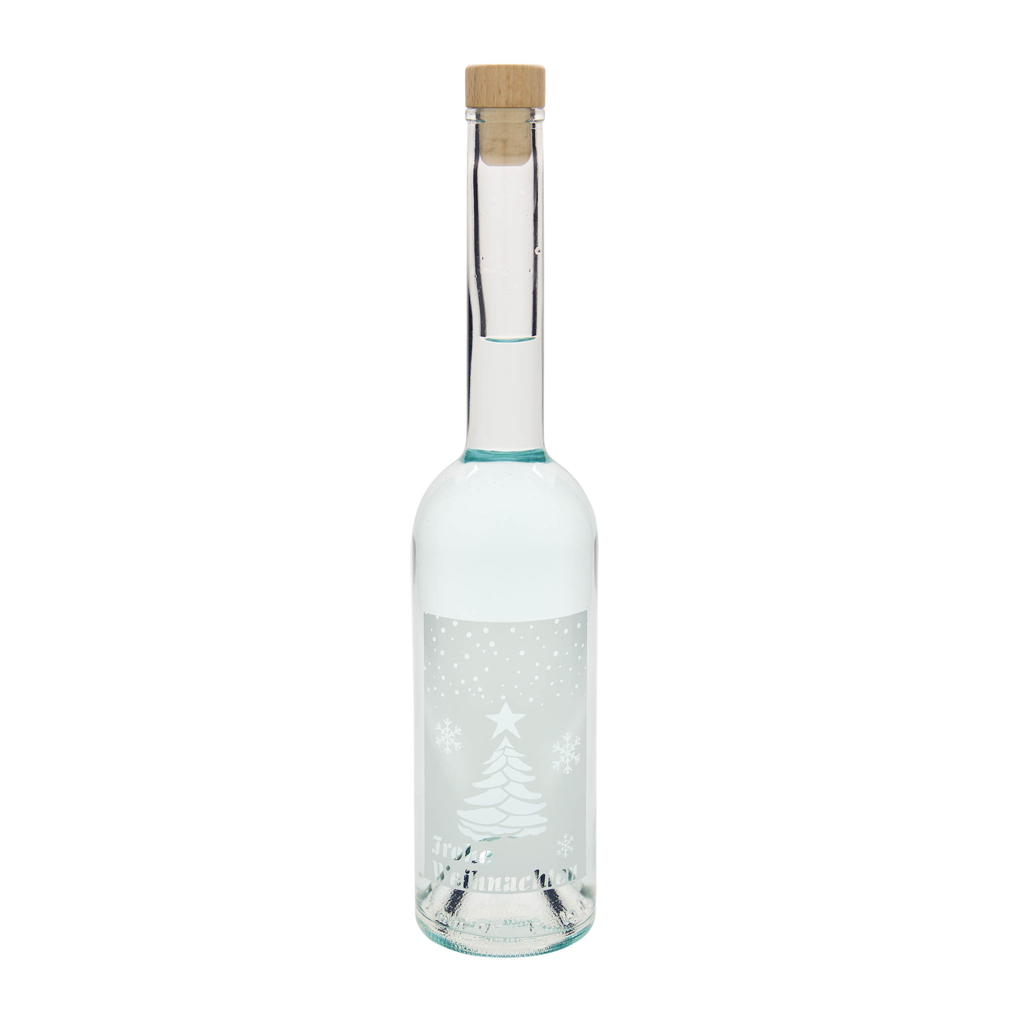 Garrafa de vidro de 500 ml 'Opera', motivo: Natal Branco, bocal: Cortiça