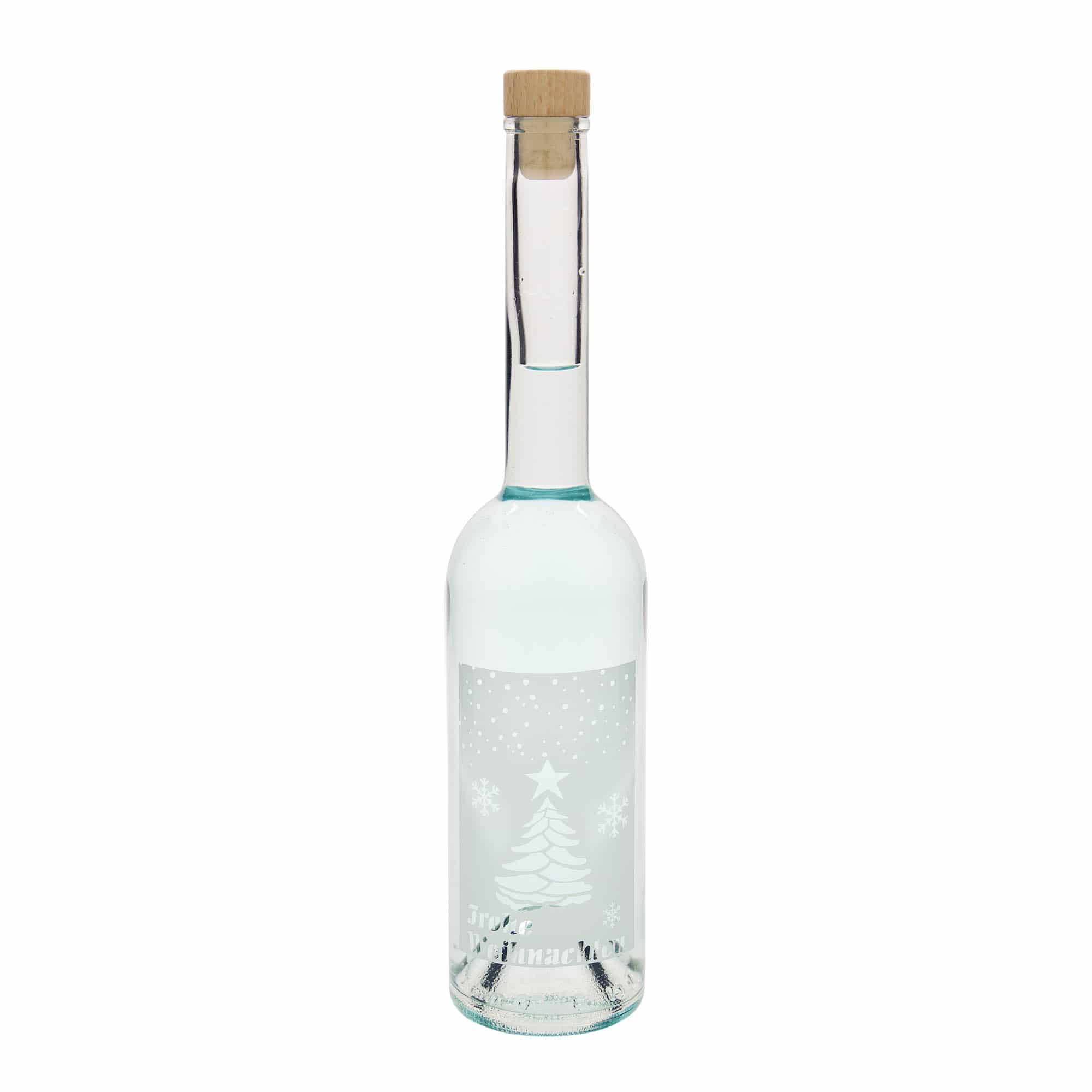 Garrafa de vidro de 500 ml 'Opera', motivo: Natal Branco, bocal: Cortiça