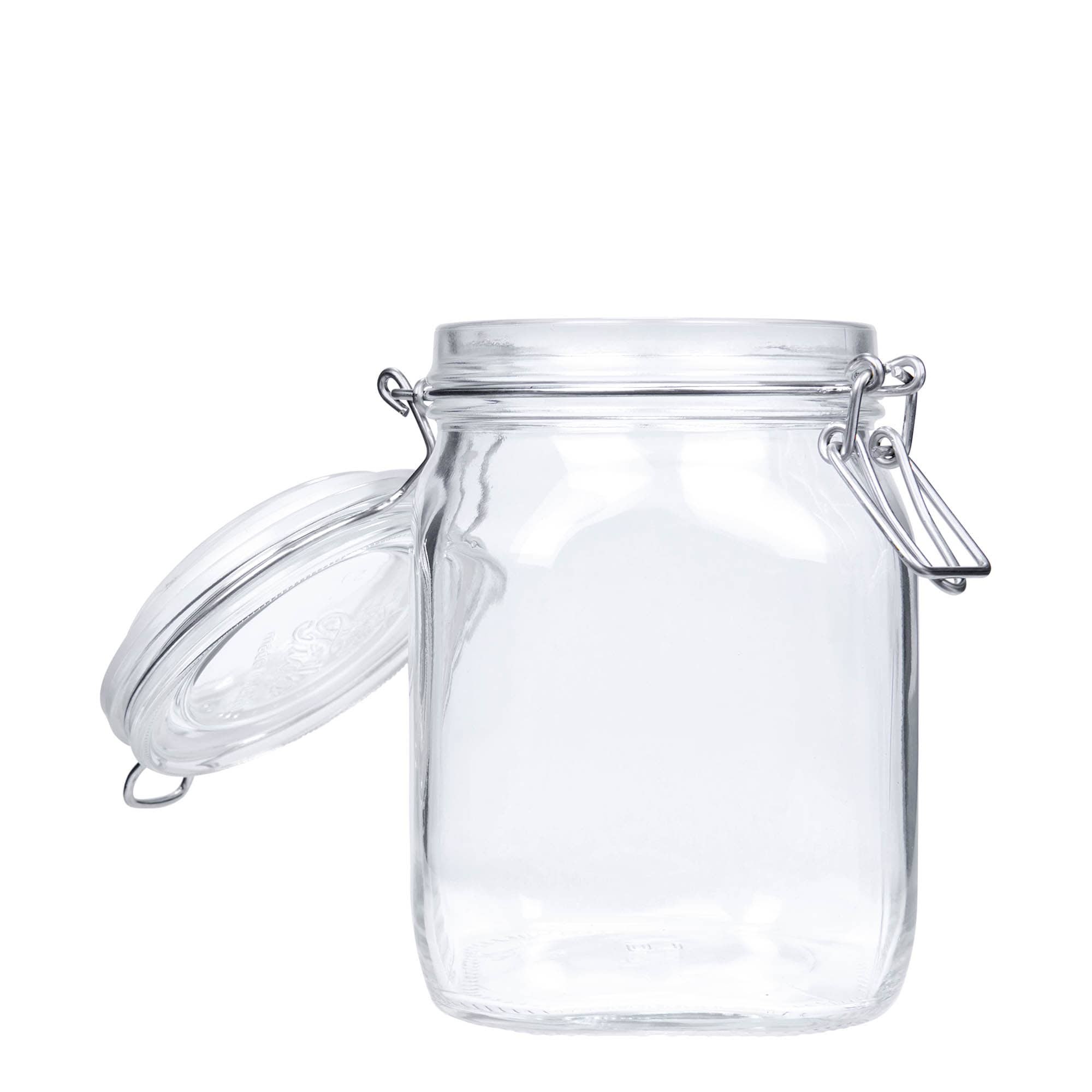 1.000 ml frasco com fecho de arame 'Fido', quadrado, abertura: fecho de arame
