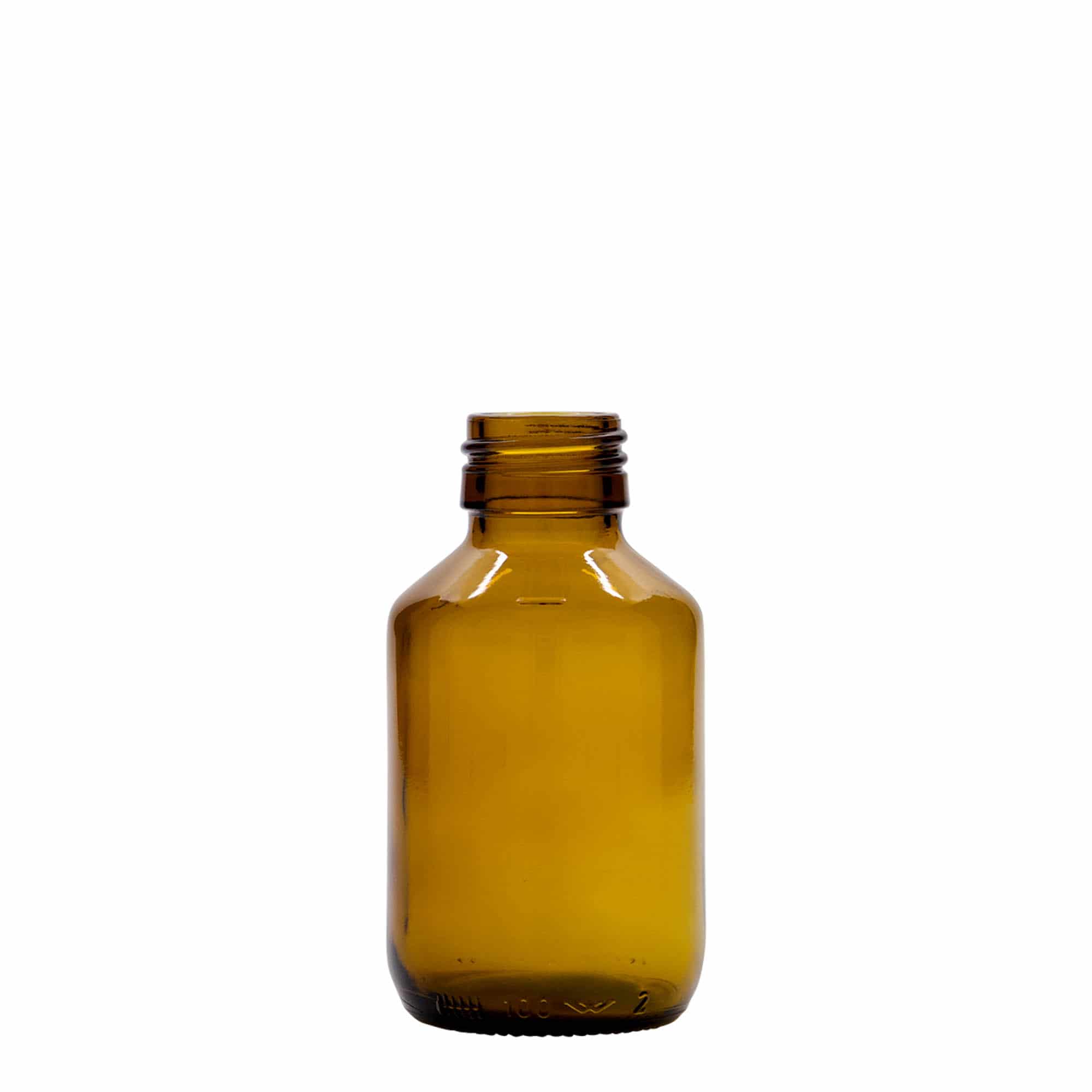 100 ml Frasco de medicamentos, castanho, vidro, boca: PP 28 100 ml Frasco de medicamentos, castanho, vidro, boca: PP 28