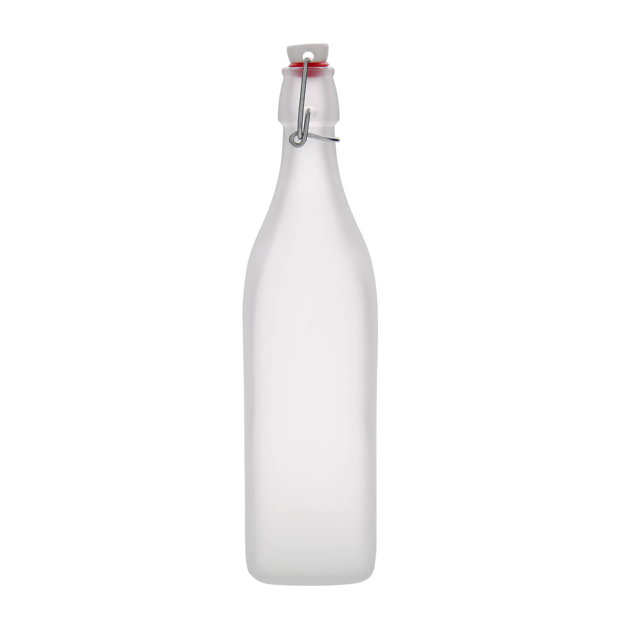 Garrafa de vidro de 1.000 ml 'Swing, quadrada, fosca, boca: fecho de alavanca' Garrafa de vidro de 1.000 ml 'Swing, quadrada, fosca, boca: fecho de alavanca'