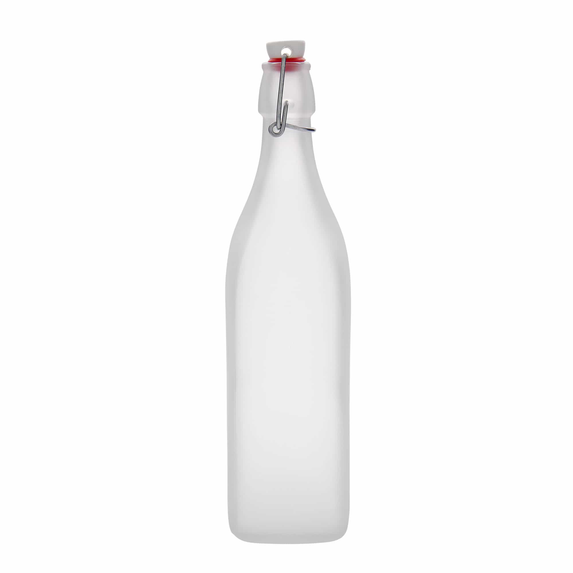 Garrafa de vidro de 1.000 ml 'Swing, quadrada, fosca, boca: fecho de alavanca'
