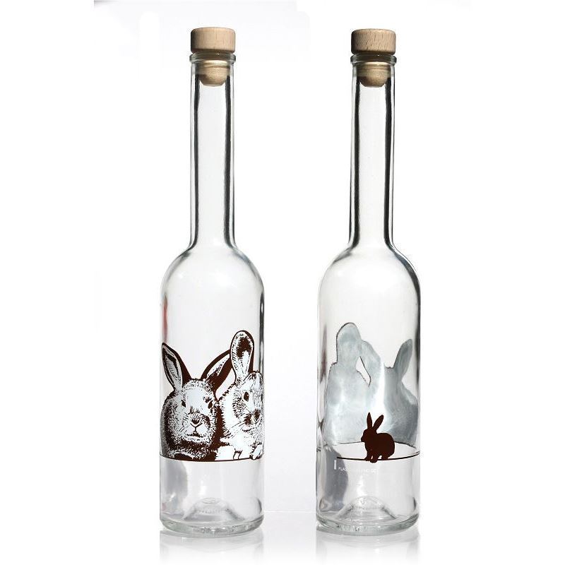 Garrafa de vidro de 500 ml 'Ópera', motivo: coelho, bocal: cortiça Garrafa de vidro de 500 ml 'Ópera', motivo: coelho, bocal: cortiça