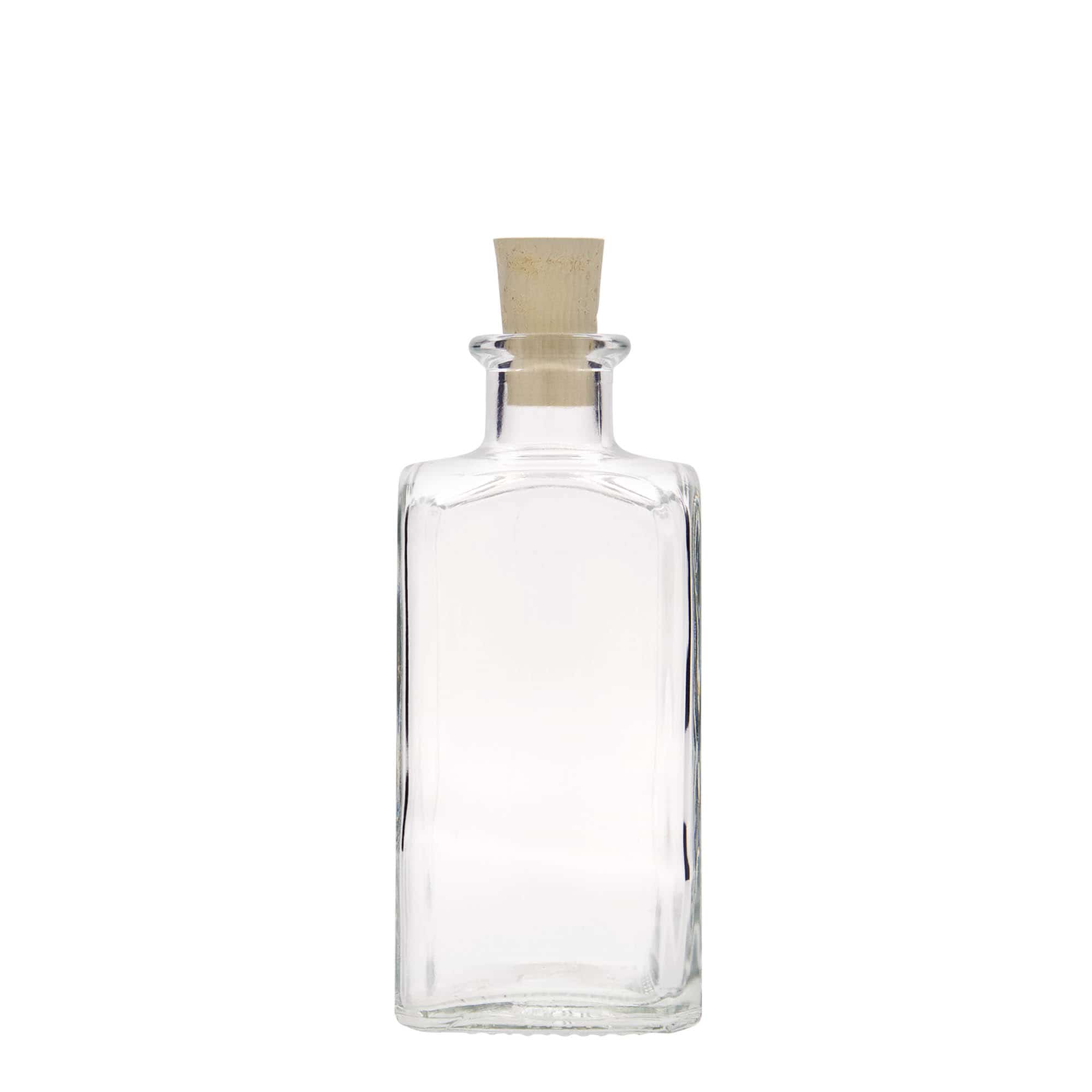 Frasco de vidro de 250 ml Apotheker Carré, quadrado, boca: cortiça