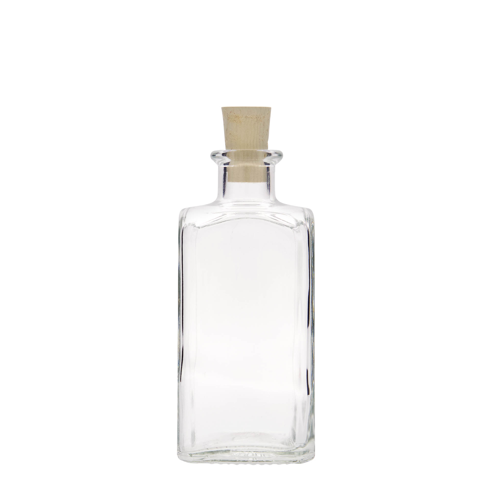 Frasco de vidro de 250 ml Apotheker Carré, quadrado, boca: cortiça Frasco de vidro de 250 ml Apotheker Carré, quadrado, boca: cortiça
