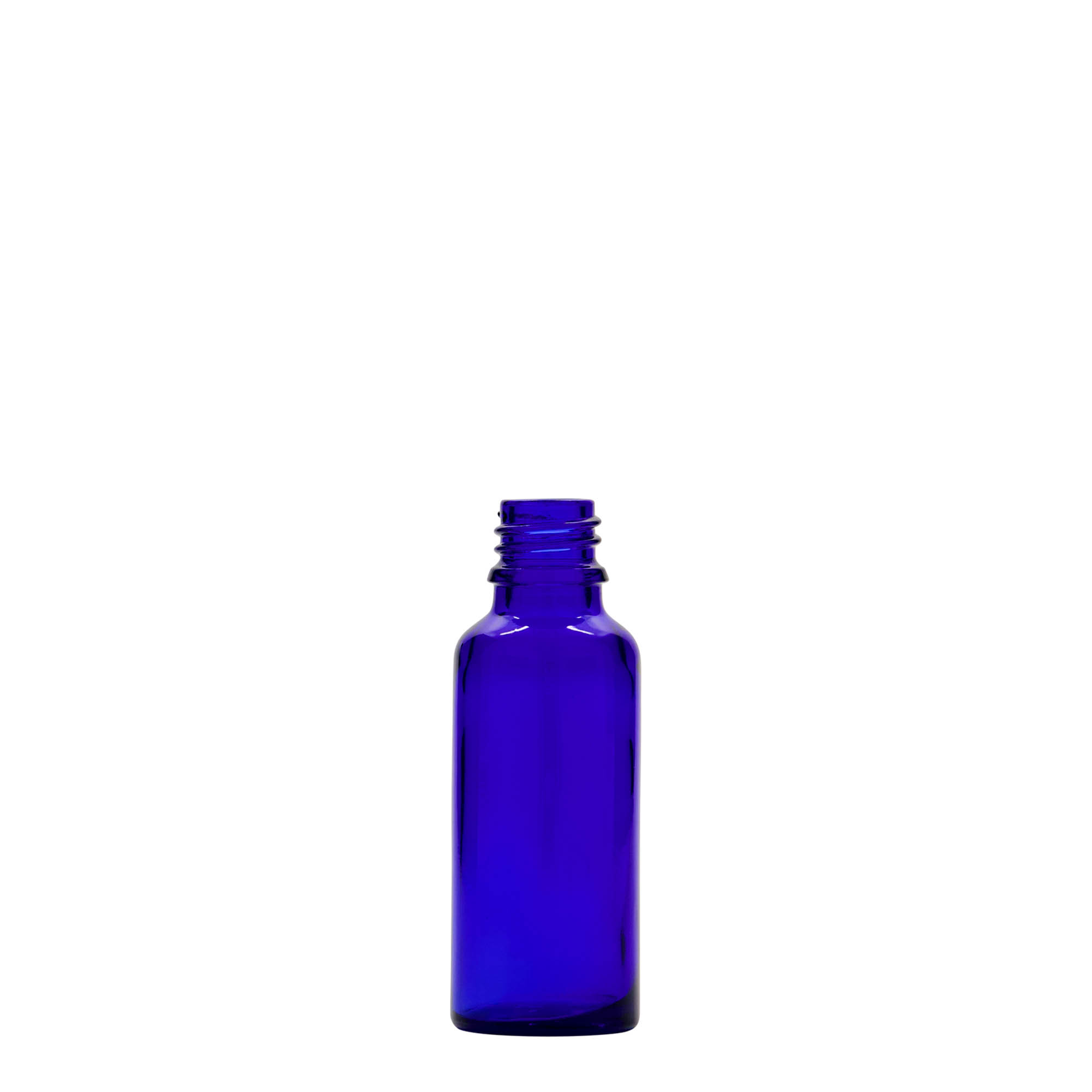 Frasco de medicamento de 30 ml, vidro, azul royal, boca: DIN 18 Frasco de medicamento de 30 ml, vidro, azul royal, boca: DIN 18