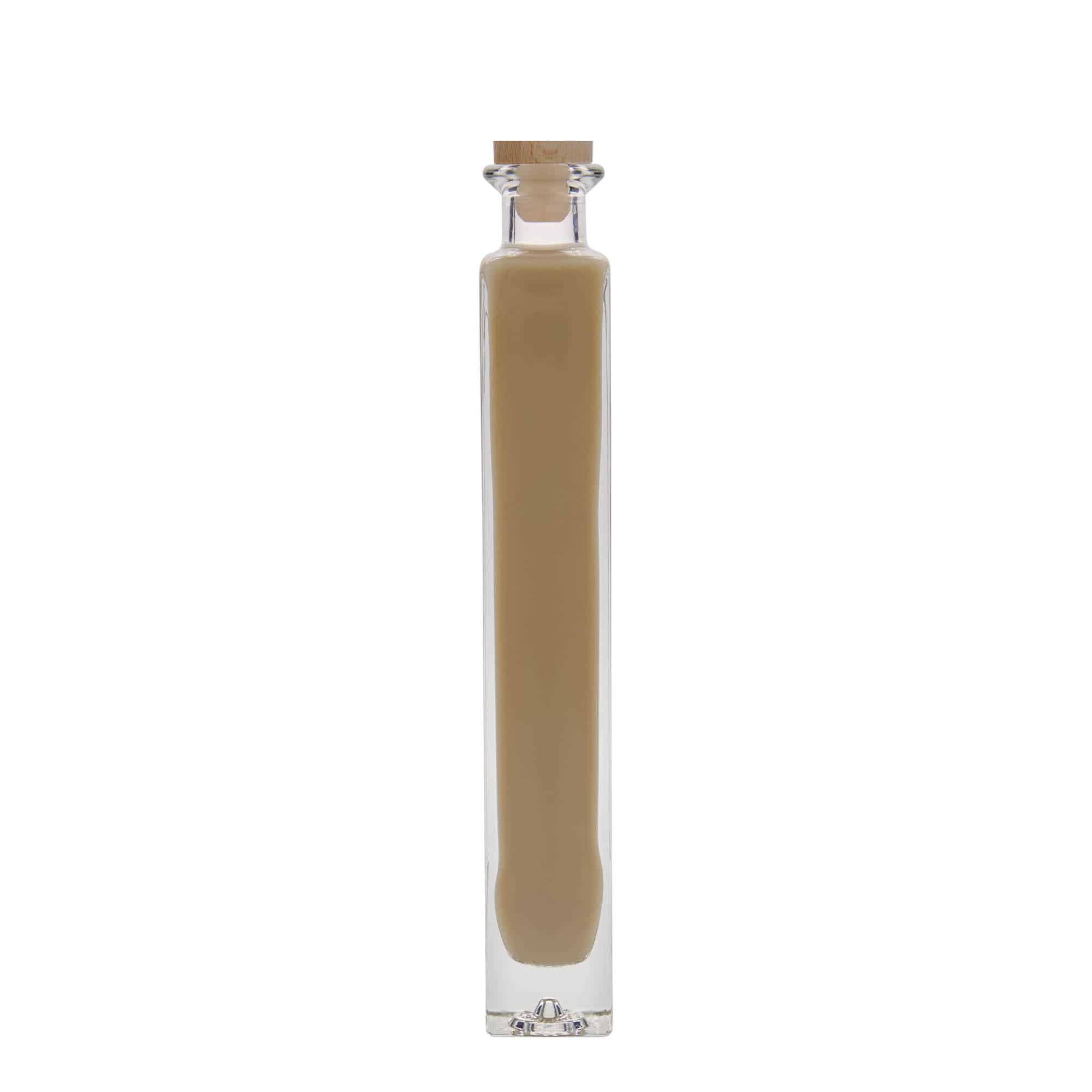 200 ml Garrafa de vidro 'Tommy', quadrada, boca: Cortiça