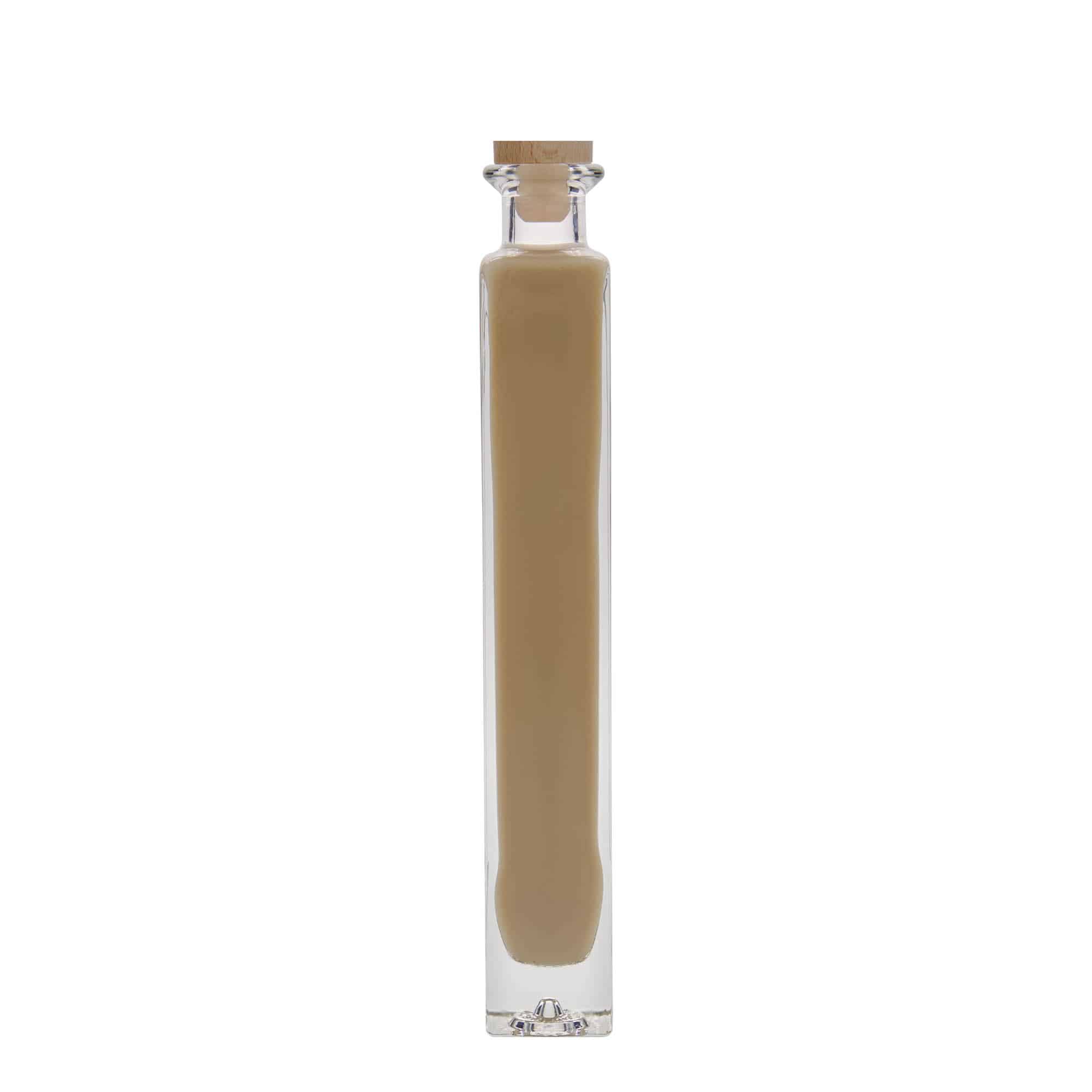 Frasco de vidro de 200 ml 'Tommy', quadrado, boca: cortiça