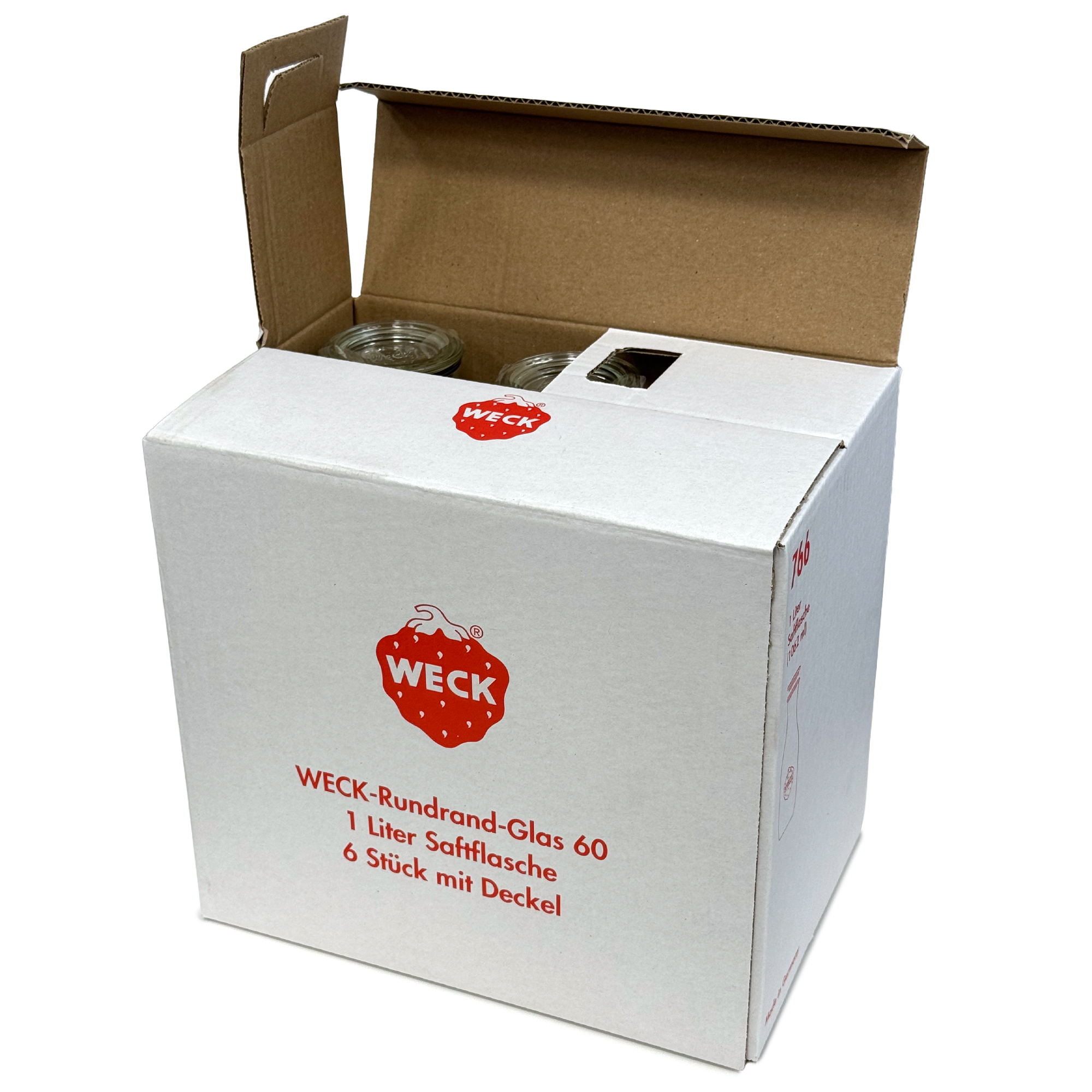 6x 1000 ml garrafa de sumo WECK com tampa de vidro RR 60