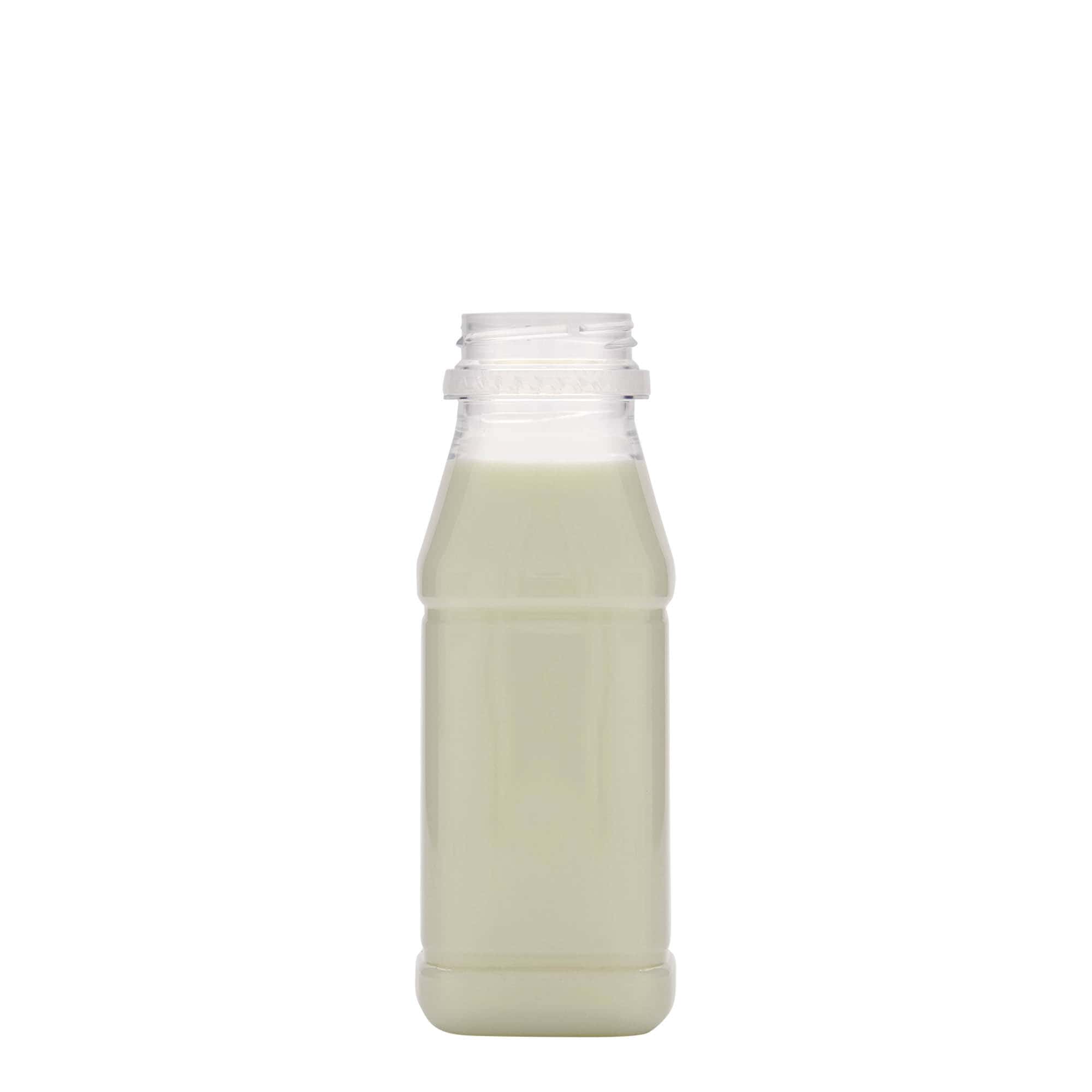 Frasco PET de 250 ml 'Milk and Juice Carré', quadrado, plástico, boca: 38 mm